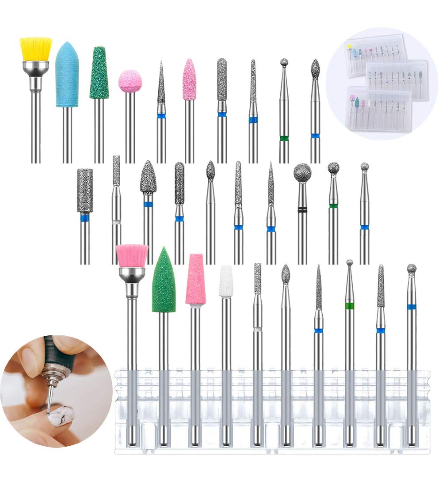 AUHOKY 30Pcs Diamond Cuticle Nail Drill Bits for Acrylic Nails - Premium Fine Grits Bits for Gel Nail Manicure Pedicure - 3 Sets with Cases for Home & Salon Use - Buy Online on GoSupps.com