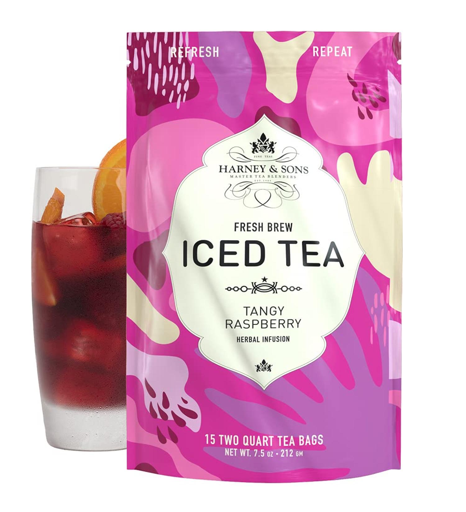 Harney & Sons Tangy Raspberry Iced Tea - 15 Herbal Infusion Tea Bags (7.5 oz) - Buy Online on GoSupps.com