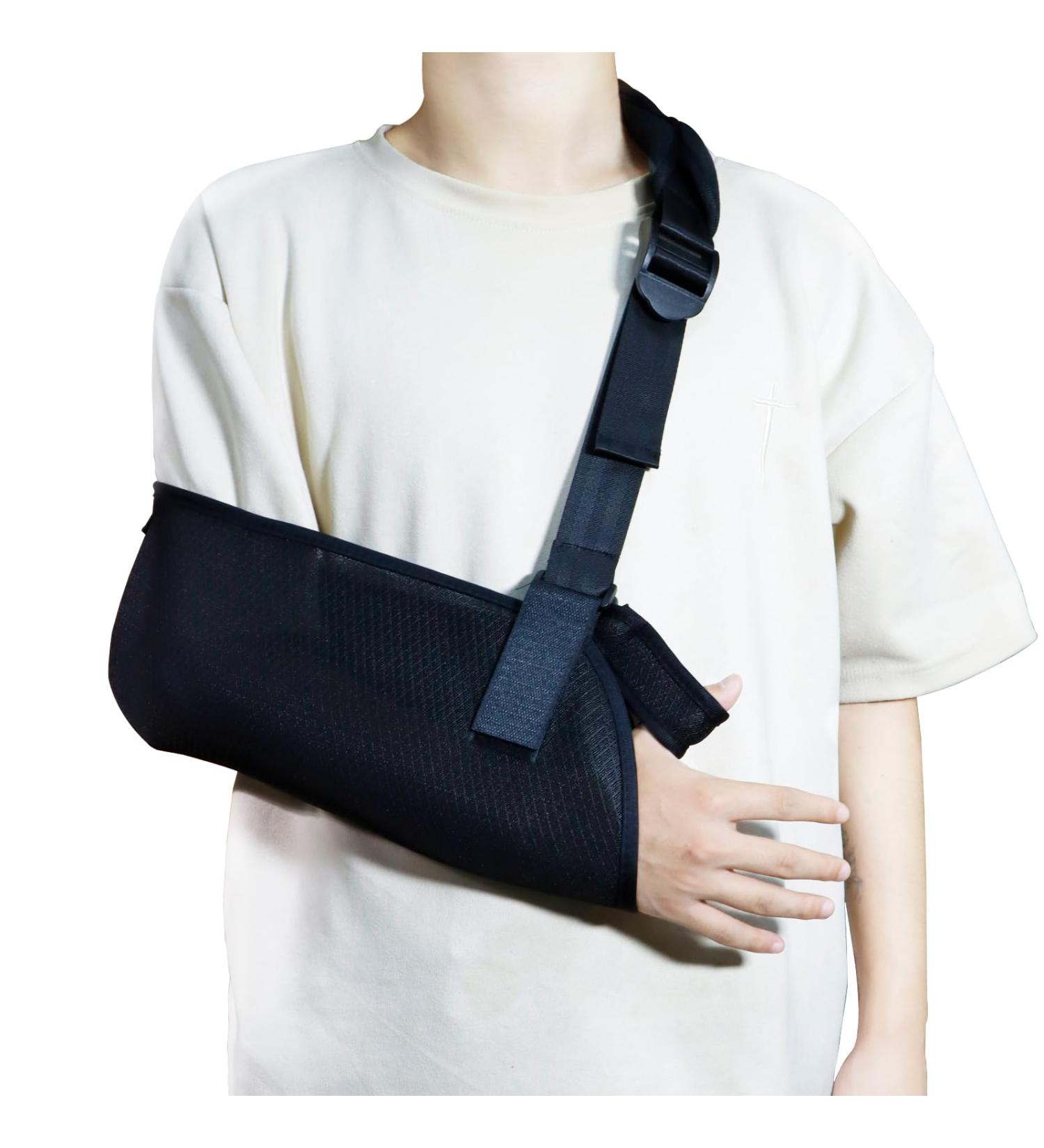 Farmigood Adjustable Padded Arm Sling - Shoulder Support for Adults with Joint Dislocation, Post-Operative, and Fractures - Black (One Size) - Buy Online on GoSupps.com