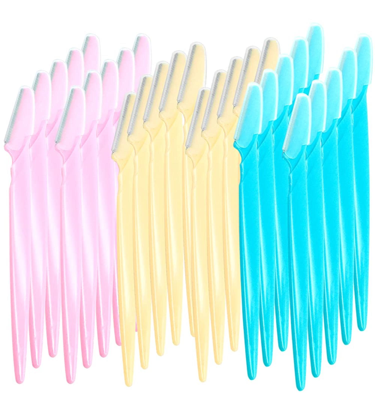 Ckanday 60-Piece Eyebrow Shaver Trimmer Razor for Women & Men | Precision Face Razor | Blue Yellow Pink - International Shipping - Buy Online on GoSupps.com