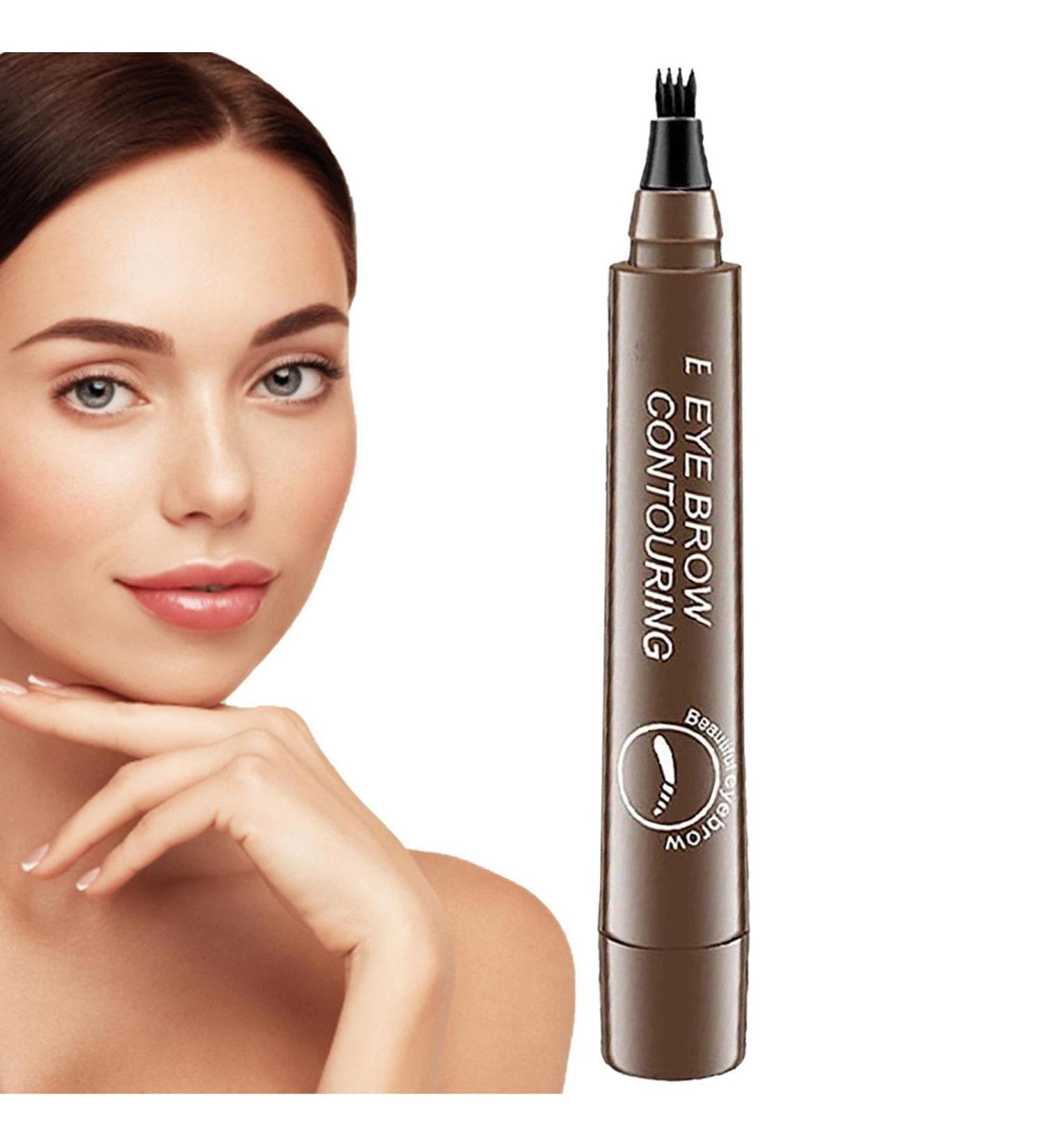 Brow Pencil | 4 Tipped Precise Brow Long-Lasting Eyebrow Makeup Waterproof Microblade Eyebrow Marker for Parties Daily Use Pochy Dark Brown - Buy Online on GoSupps.com