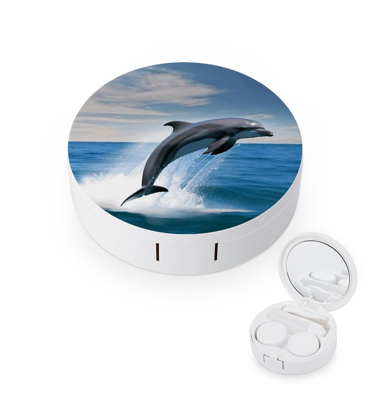 Jumping Dolphins Print Contact Lens Case - Plastic Lens Care & Travel Box | Durable & Stylish - Buy Online on GoSupps.com