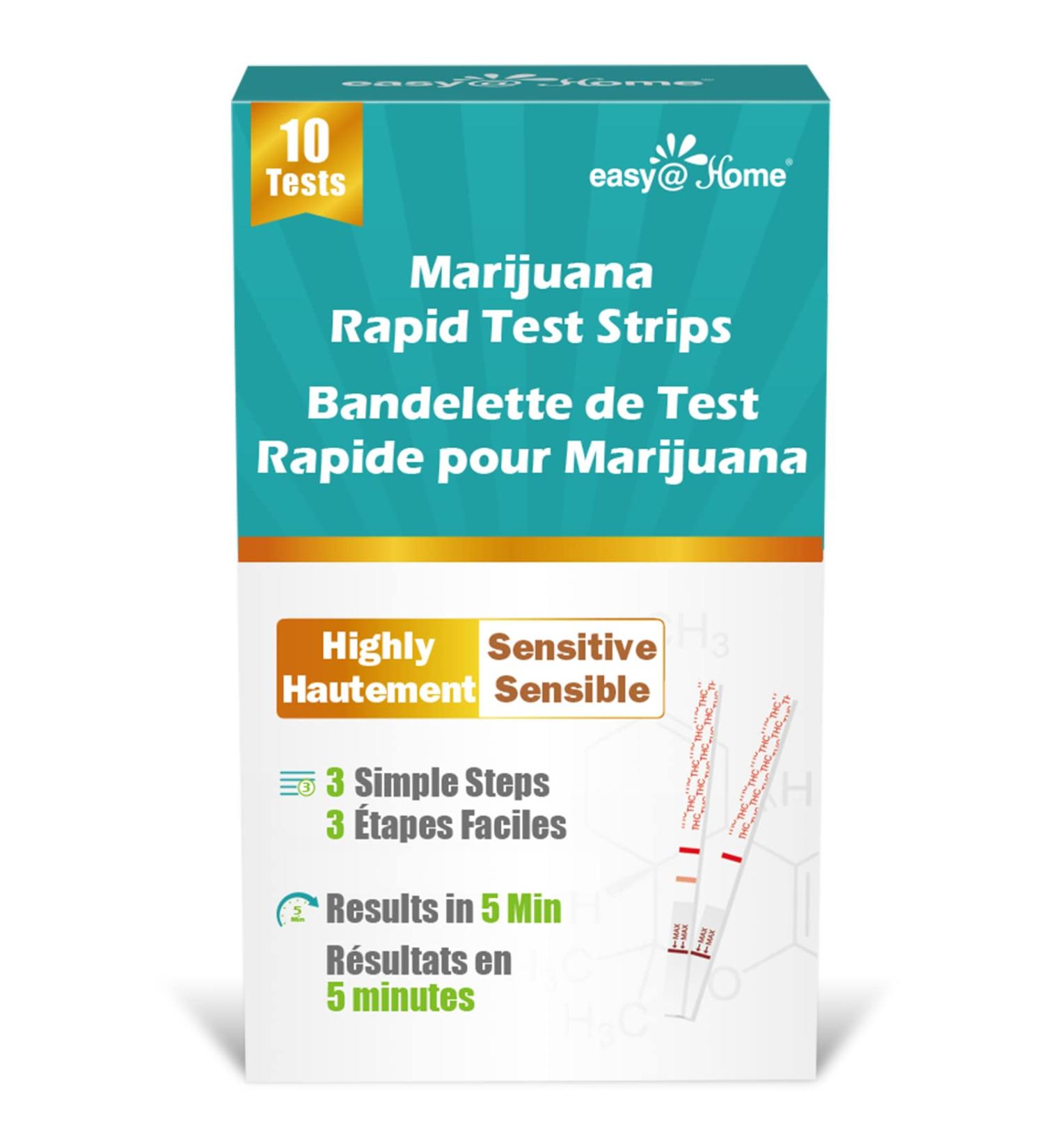 Easy Home Marijuana Rapid Test Strips: THC Test Kit - Screens Metabolites of Drugs Containing THC with Cutoff Level 50ng/mL-10 Pack - Buy Online on GoSupps.com
