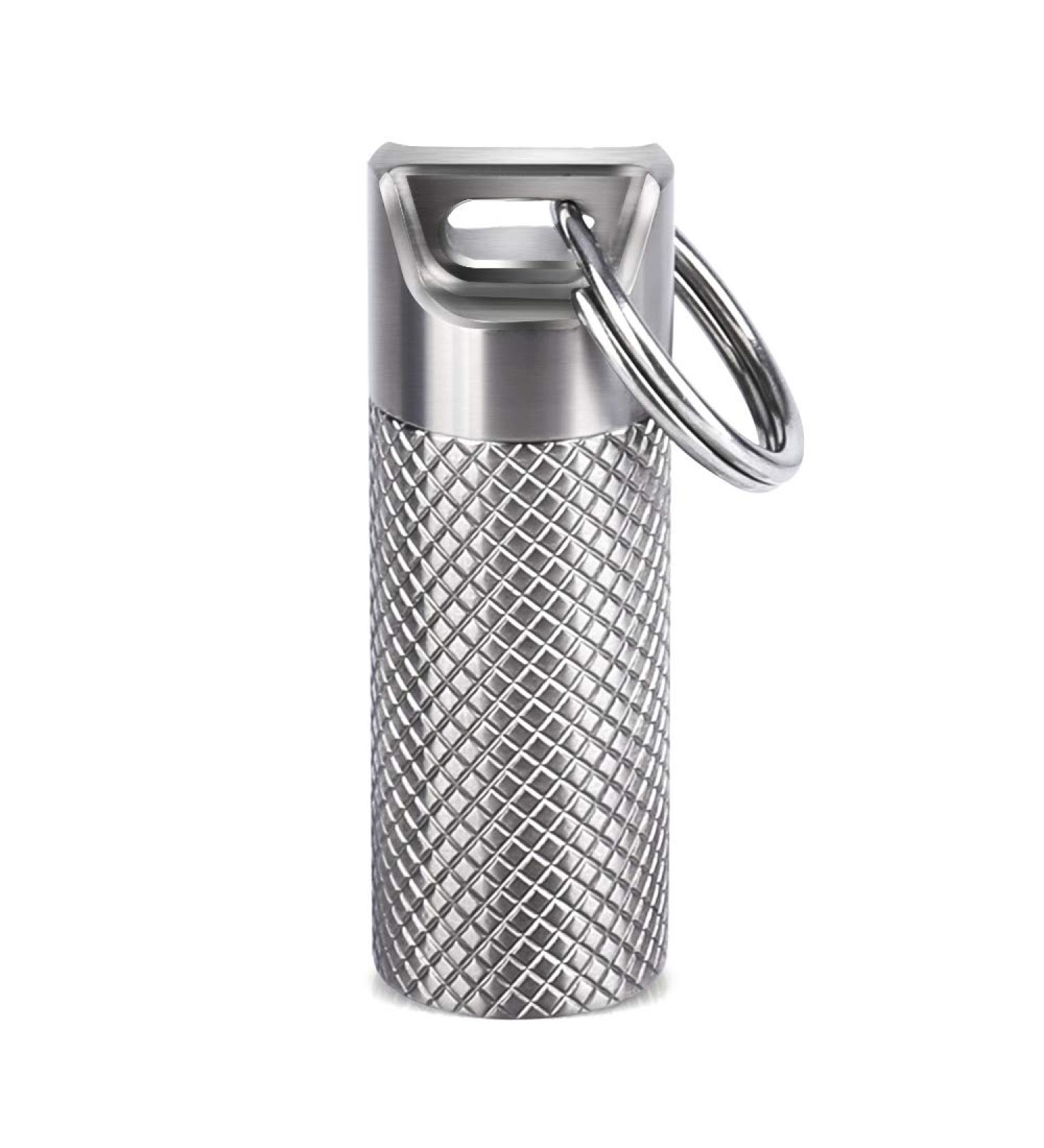 Opret Titan Metal Pill Dose - Waterproof Lightweight Travel Pill Box - Small Tablet Organizer for Outdoor Use - 1.5x4.5cm - Buy Online on GoSupps.com