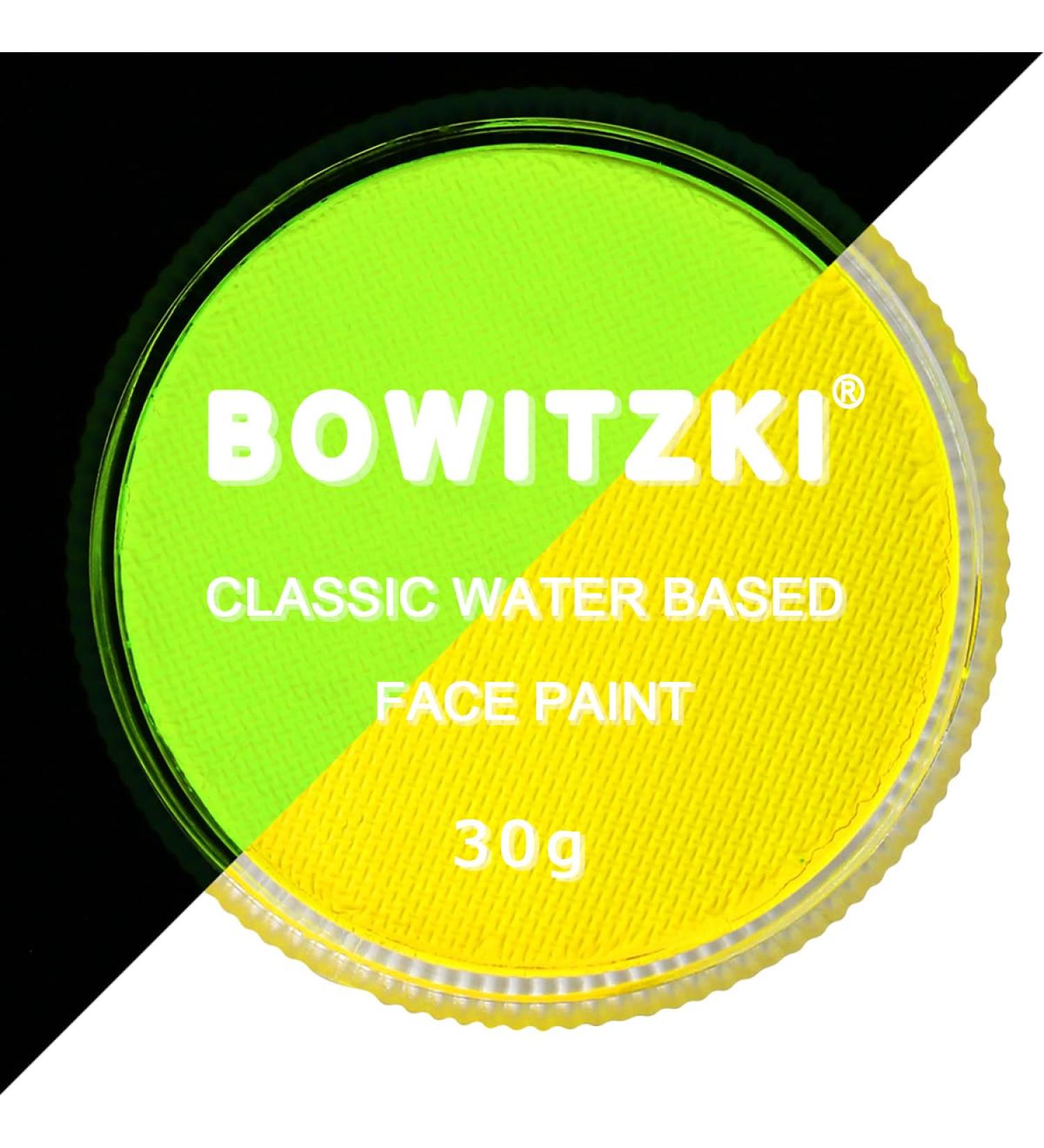 Bowitzki 30g Professional Face Paint Body Paint Water Based Face painting Makeup Safe for Kids and Adults Split Cake Single Color Halloween Christmas (Neon Yellow) - Buy Online on GoSupps.com