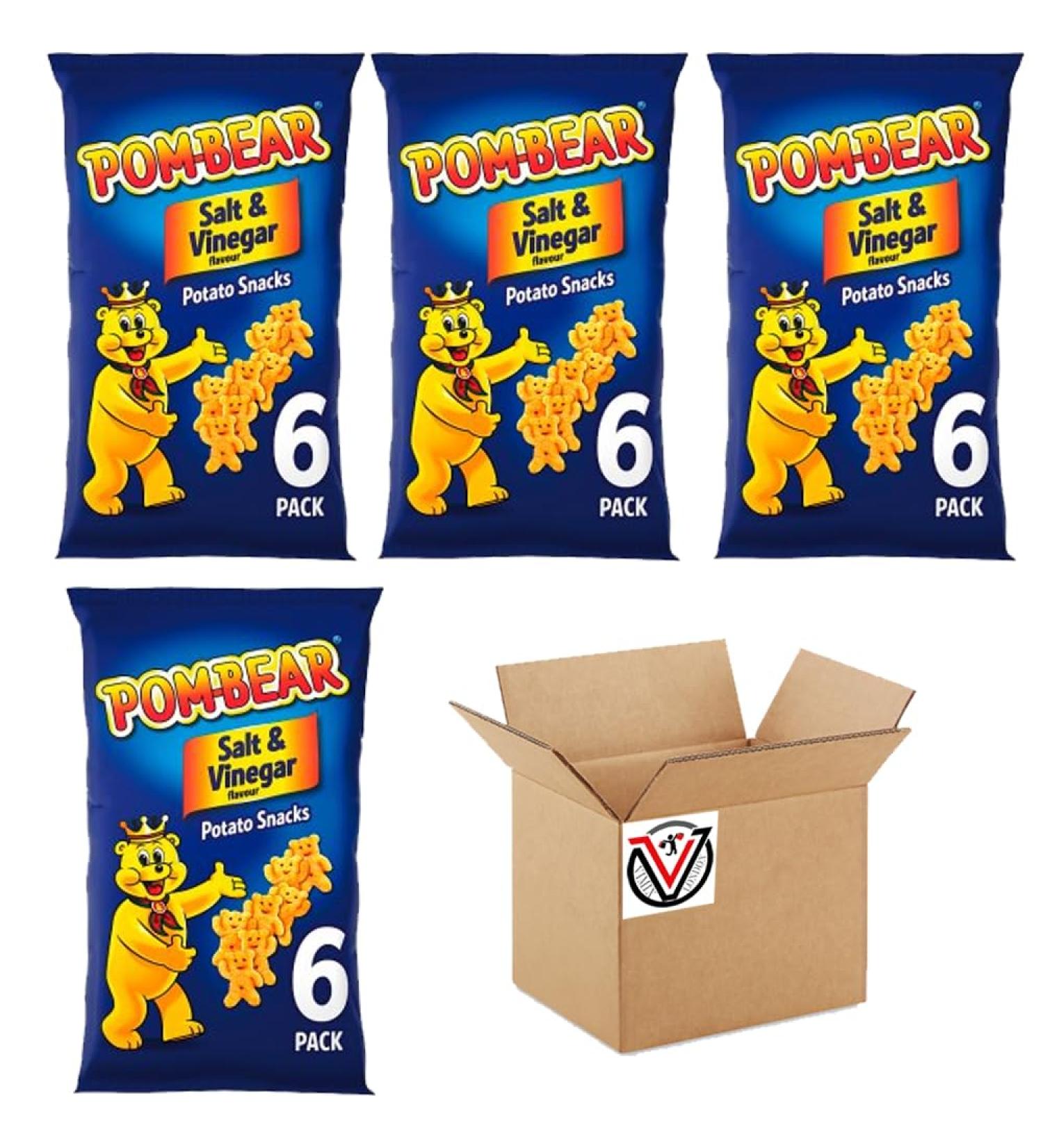 04 x Pom Bear Salt & Vinegar Multipack Crisps 6 Pack(24 mini bags) | VIMIX