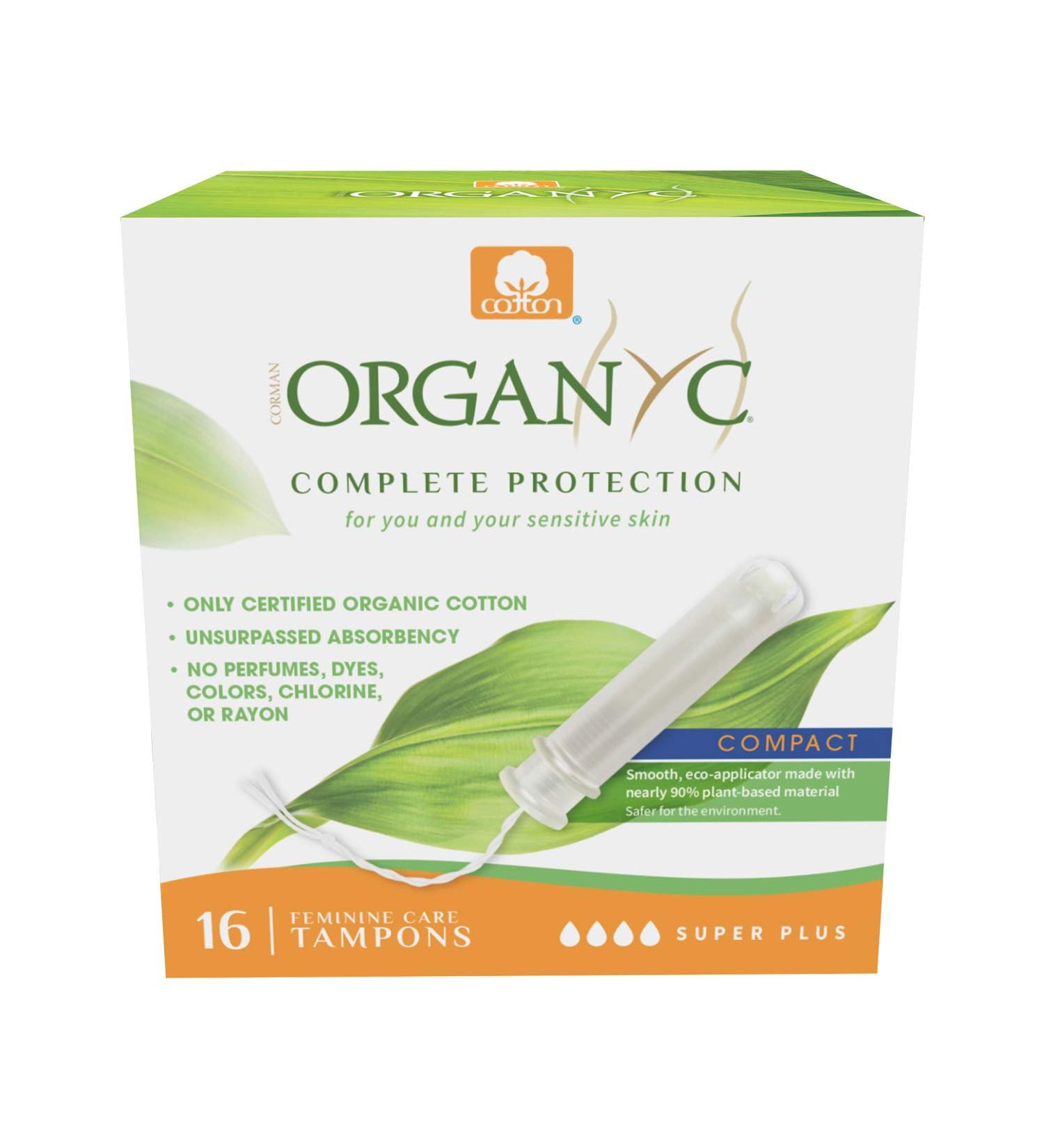 Organyc Organic Tampons Super Plus - Compact 16 Count | Eco-Friendly & Biodegradable - Buy Online on GoSupps.com