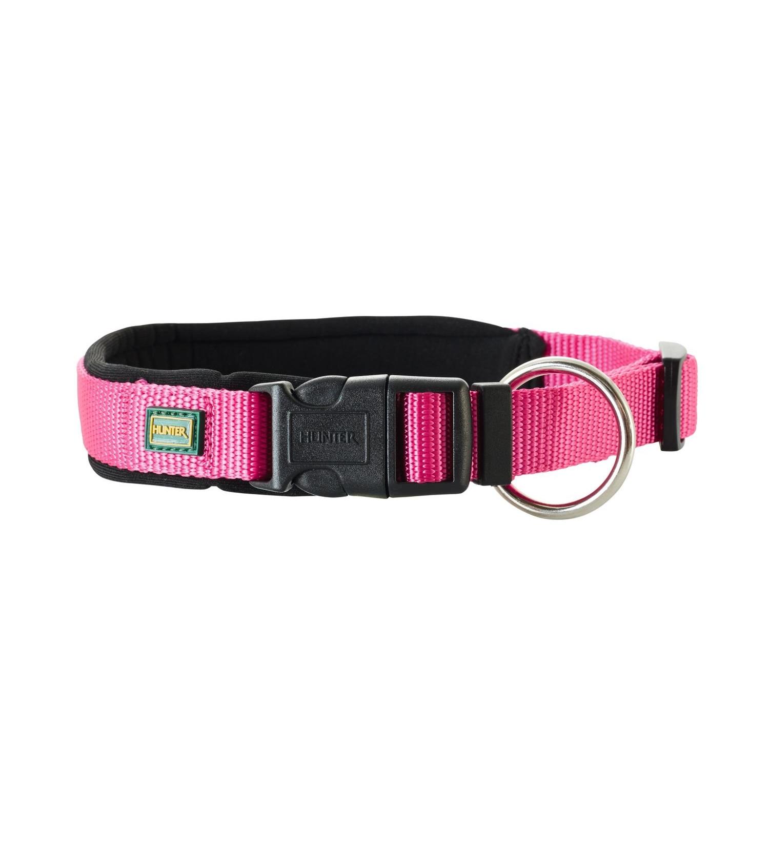 Hunter neoprene Vario plus neck dog collar nylon padded with neoprene 30/15 (XS-S) raspberry/black 30/15 (XS-S) raspberry/black