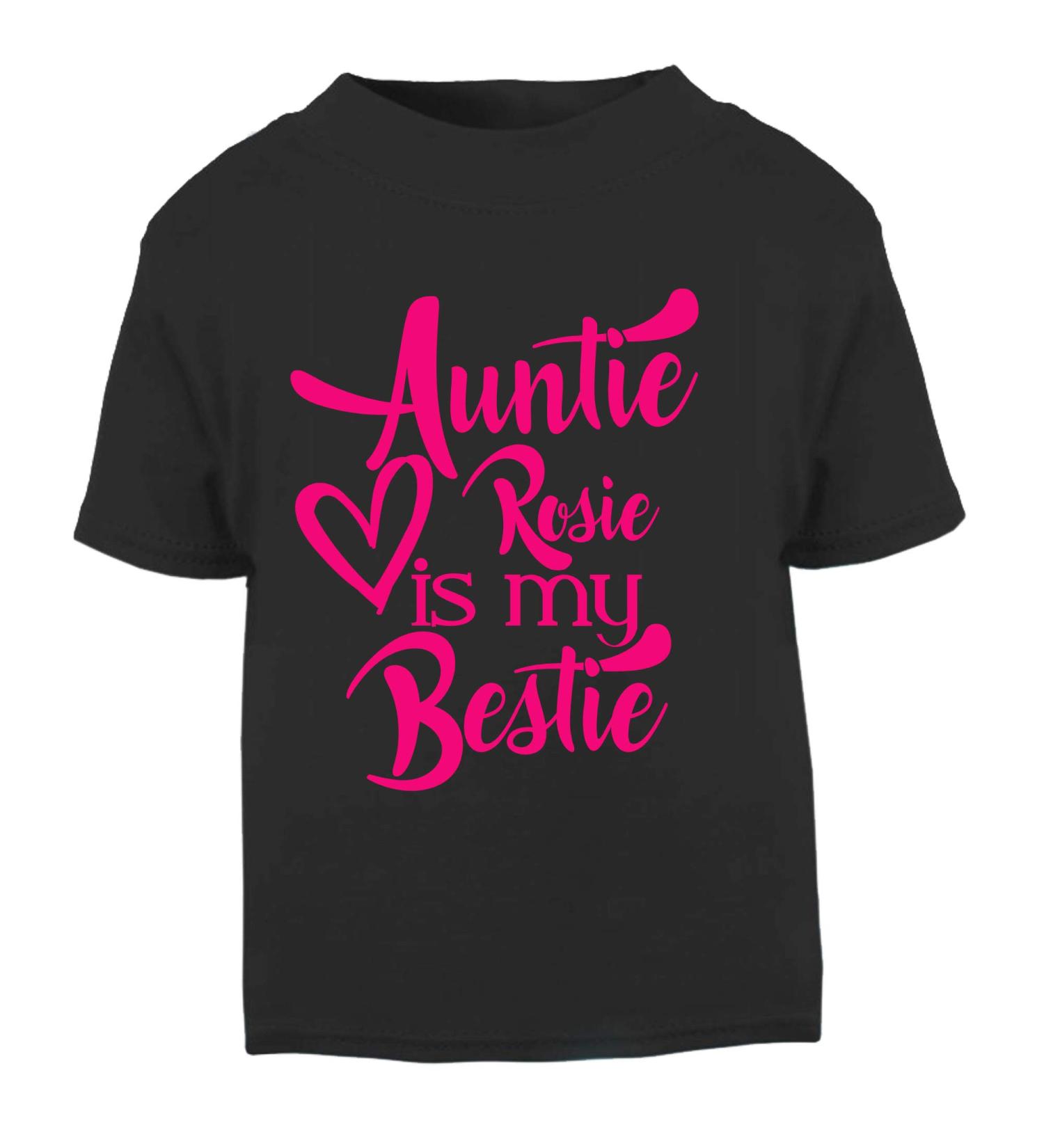 Pink Auntie Custom Name is My Bestie Baby T Shirt Top Aunty Child - 18 - 24 Months Black