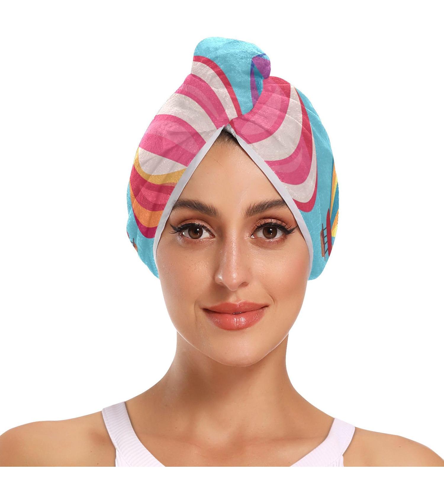 Hot Air Balloon Hair Towel 2 Pack - Super Absorbent Quick Drying Hair Turbans for Women & Girls - Buy Online on GoSupps.com