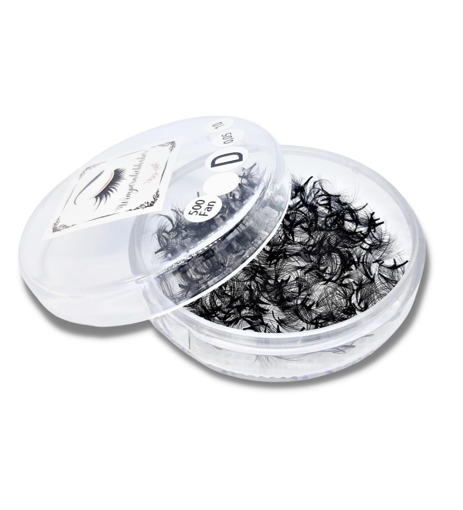 4D |0.07 Handmade eyelash subjects |500 finished compartments or 2000 volume eyelashes I handmade compartments for eyelash extensions (D Curl 12mm) D Curl 12mm