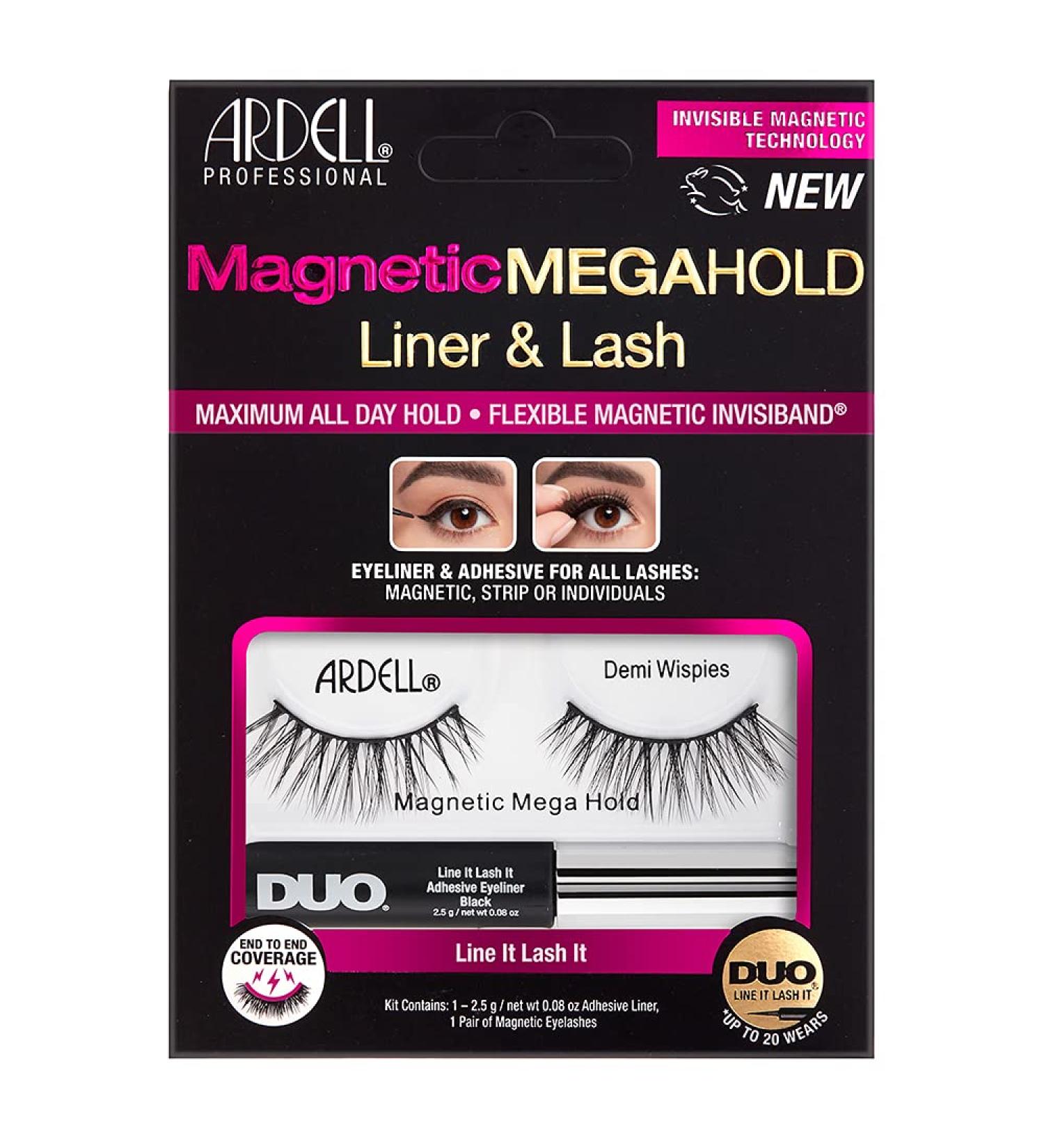 Ardell Magnetic Megahold eyelashes magnetic (Demi Wispies) - magnetic eyelashes in the set with a magnetic eyeliner continuously magnetic eyelash band for ultra |Vegan & reusable again