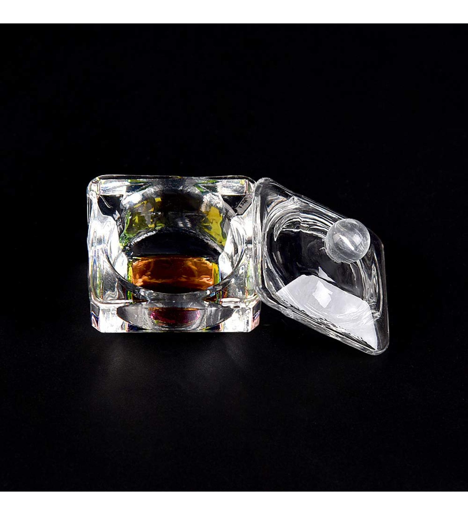 Alexnailart Nail Art Glass Dappen Dish Symphony Crystal Cup Acrylic Liquid Powder Holder with Lid Manicure Tool (Square) - Buy Online on GoSupps.com