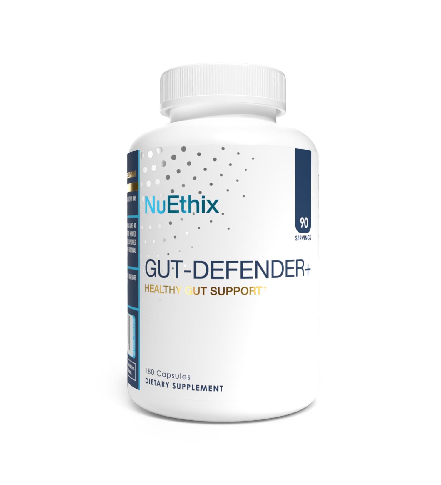 NuEthix Formulations Gut Defender+ Microbiome Balance Dietary Supplement 180 Capsules 90 Servings - Buy Online on GoSupps.com
