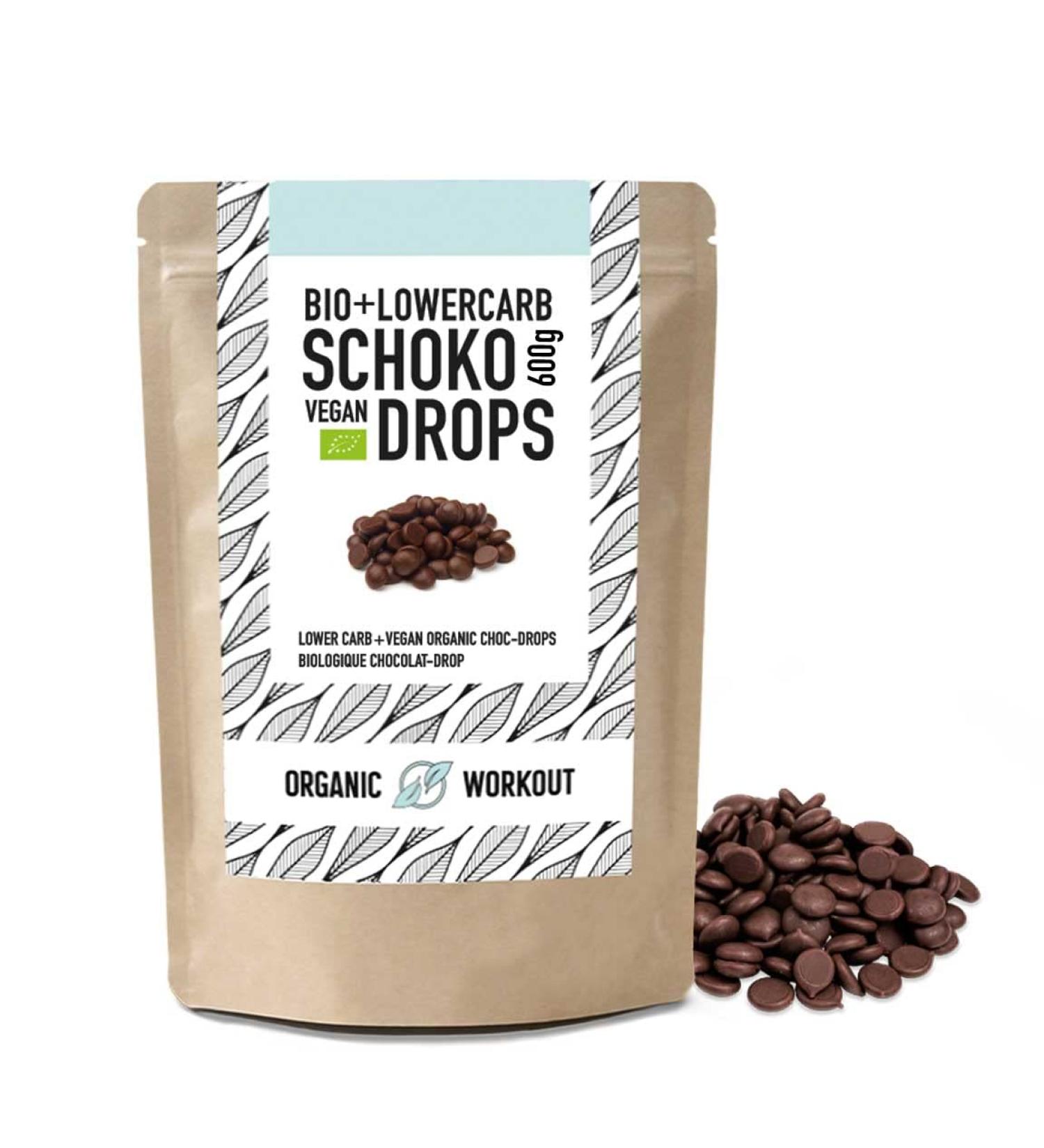 Bio Lower-Carb Schokodrops 600G | Sugar-Free Vegan Dark Chocolate for Low-Carb & Keto | Snacking & Baking Sweetened with Erythritol - Buy Online on GoSupps.com