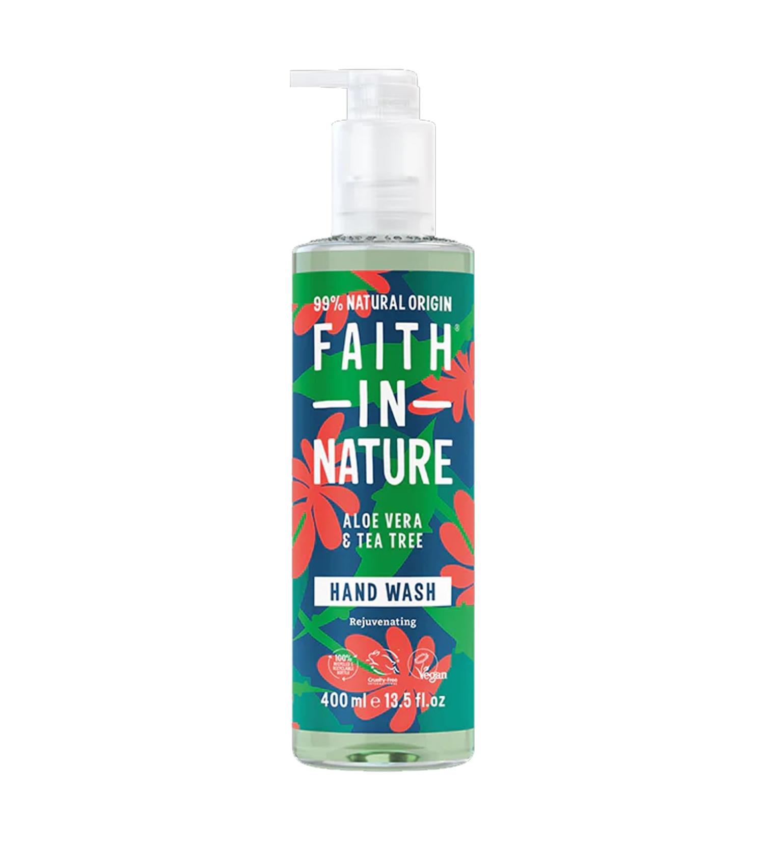 Faith In Nature Natural Aloe Vera and Tea Tree Hand Wash Nourishing Vegan and Cruelty Free No SLS or Parabens 400 ml