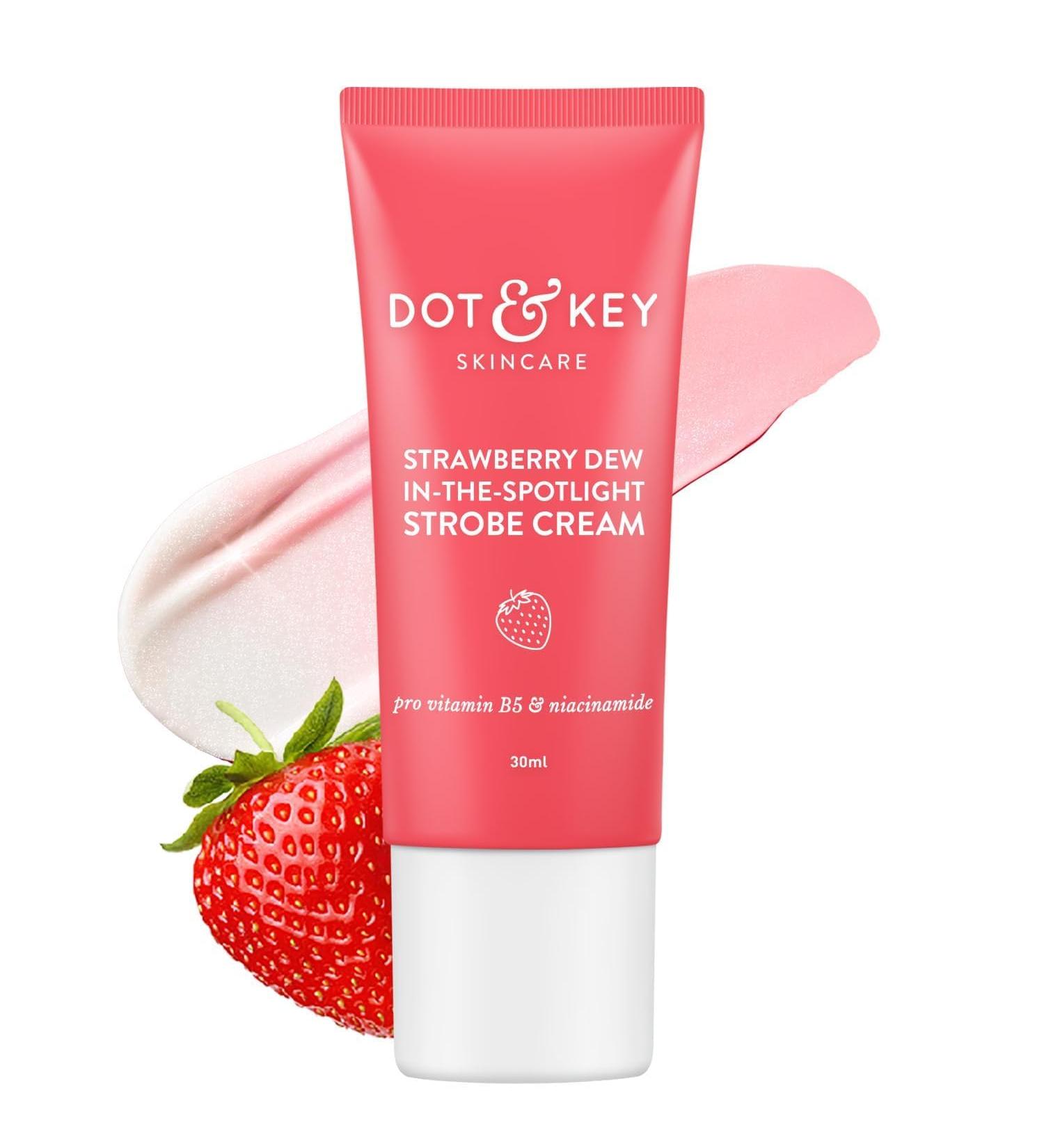 Strawberry Dew Strobe Cream for Face | Skin Radiance Cream | Moisturizer & Highlighter for Face | for Dewy Glazed Instant Glow | Boosts Hydration| for Women & Men | 30ml - Buy Online on GoSupps.com
