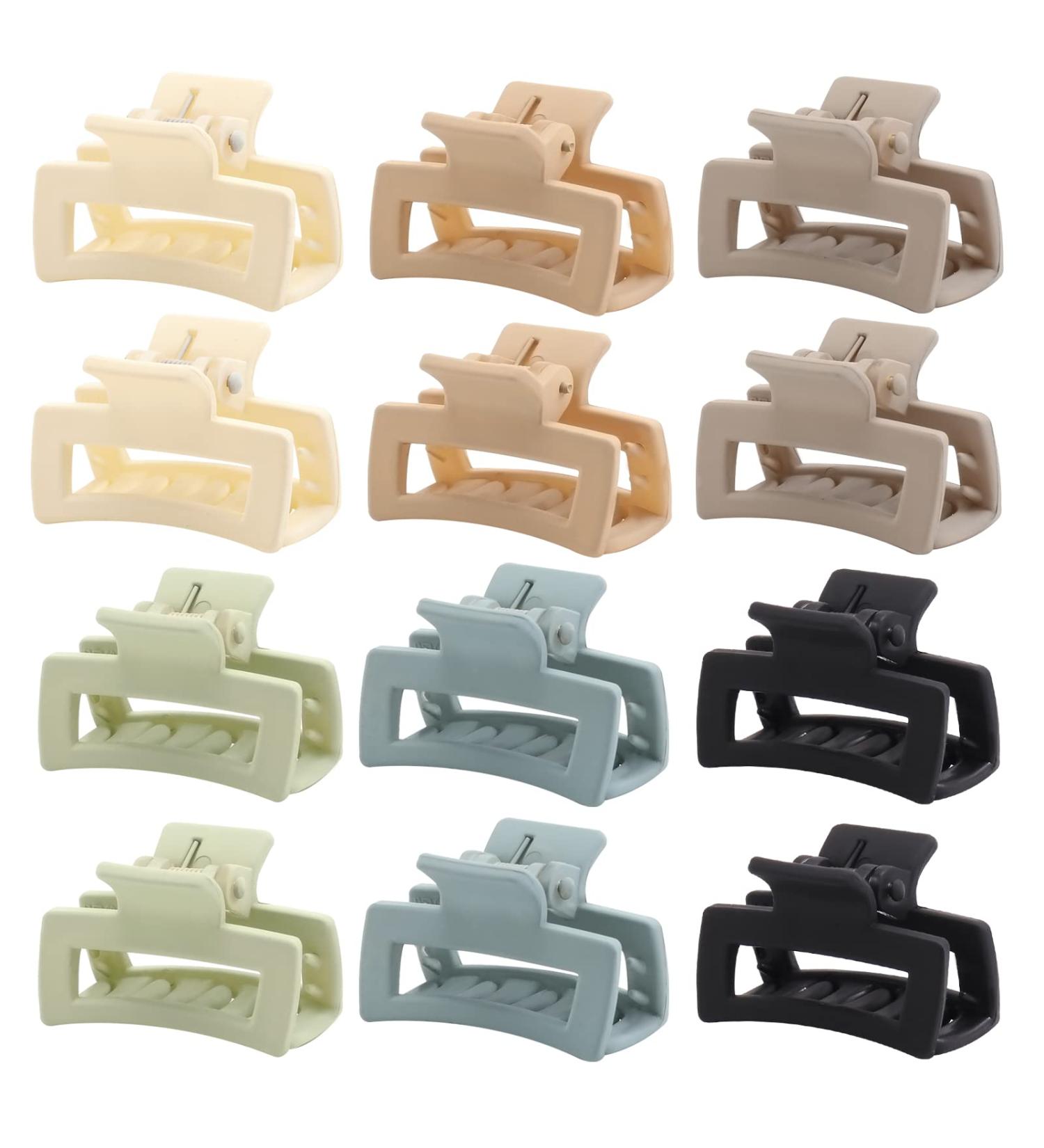 12 PCS Mini Hair Claw Clips for Women Girls - Non-Slip Rectangle Hair Jaw Clips in Light Colors - Buy Online on GoSupps.com