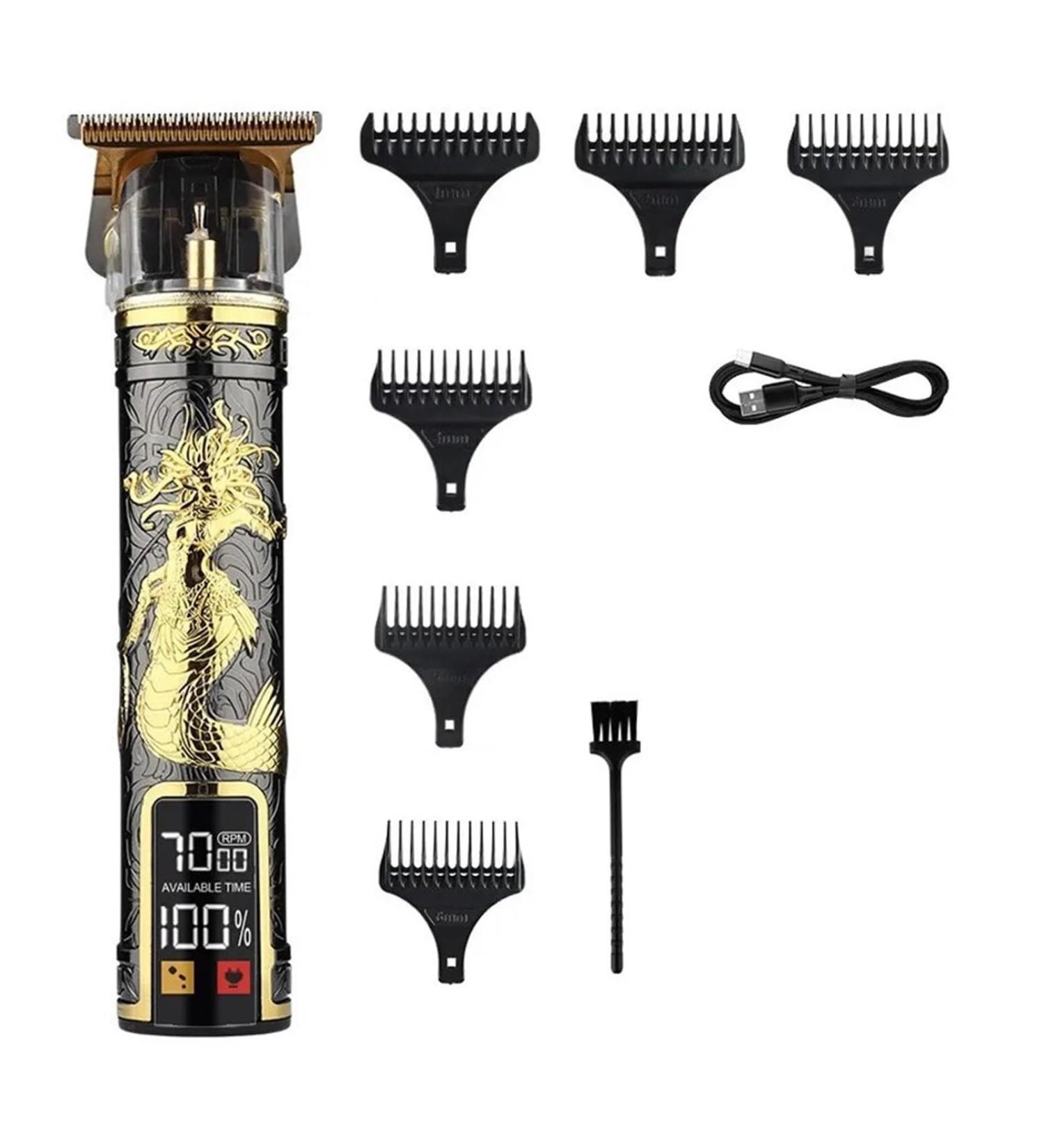 Buy Razors LCD Electric Hair Clipper T9 | Rechargeable Man Shaver & Trimmer for Professional Barbers - Black Gold Medusa - Buy Online on GoSupps.com