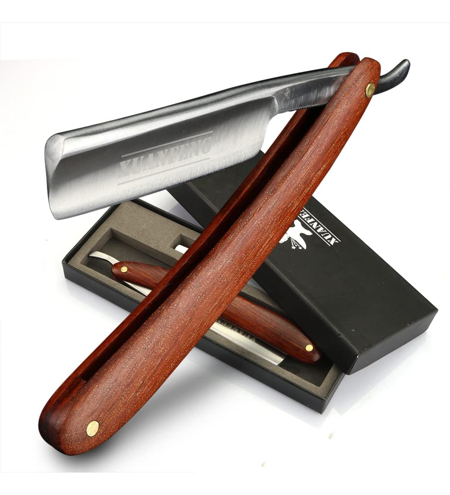 Xuan FENG Zambian Bloodwood Folding Razor - Tempered Steel High Hardness & Sharp Straight Razor for Men - Premium Quality Shaving Tool - Buy Online on GoSupps.com