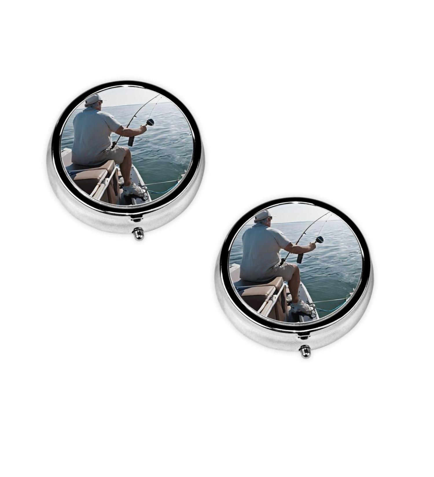 Fishing Rod Mini Round Pill Box | 3 Compartment Pill Organizer | Travel Medicine Case | Portable Pill Box for Home & Office - Buy Online on GoSupps.com