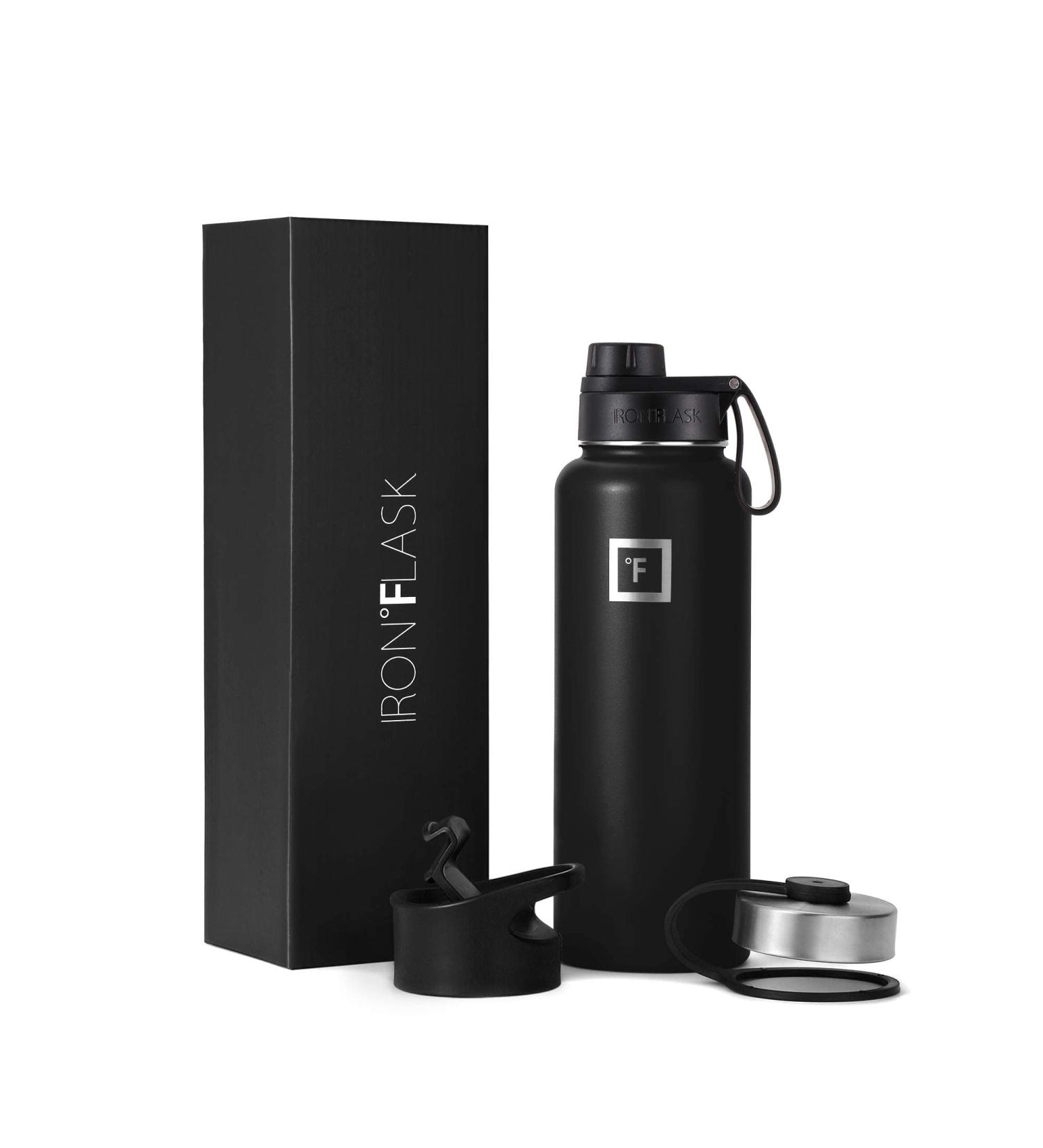 IRON FLASK 40oz Sports Water Bottle - Vacuum Insulated Stainless Steel - Leak Proof - Midnight Black - Buy Online on GoSupps.com