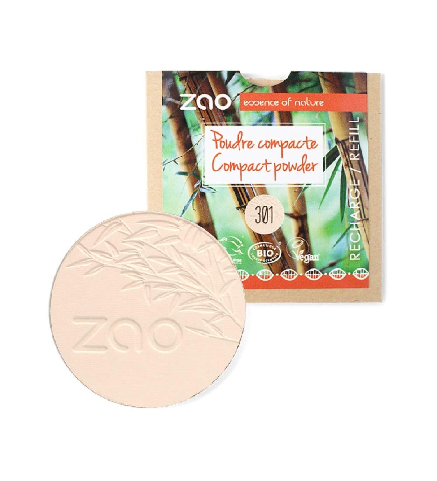Buy ZAO Vegan Compact Powder Refill 9g - Natural Opaque & Mattifying Makeup No. 301 Ivory | Eco-Friendly Vegan Cosmetics - Buy Online on GoSupps.com