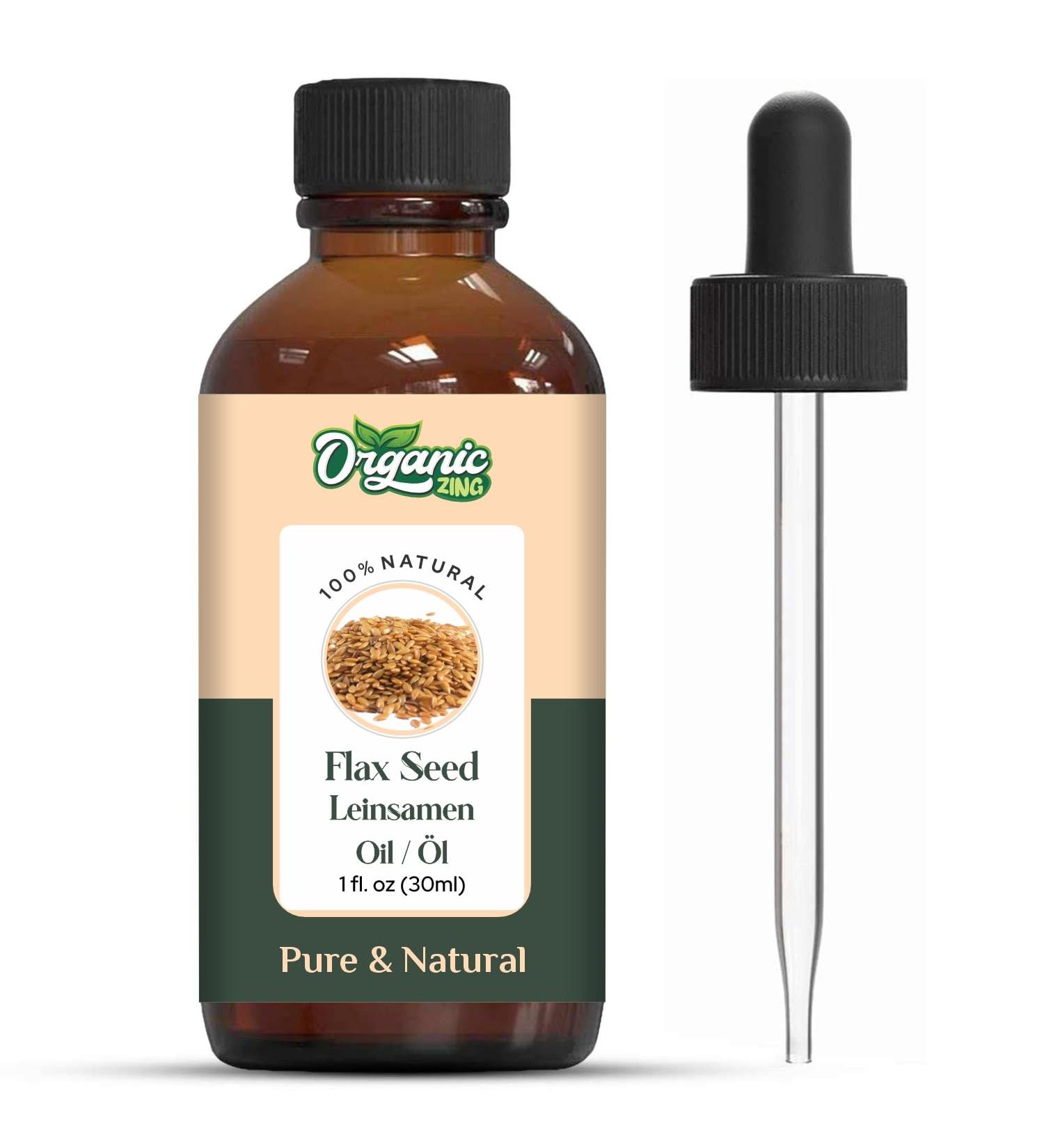 ORGANIC ZING Organic Zing Flax Seed Oil | Pure & Natural Essential Oil for Skincare Hair Care & Massage - 30ml/30ml - Buy Online on GoSupps.com