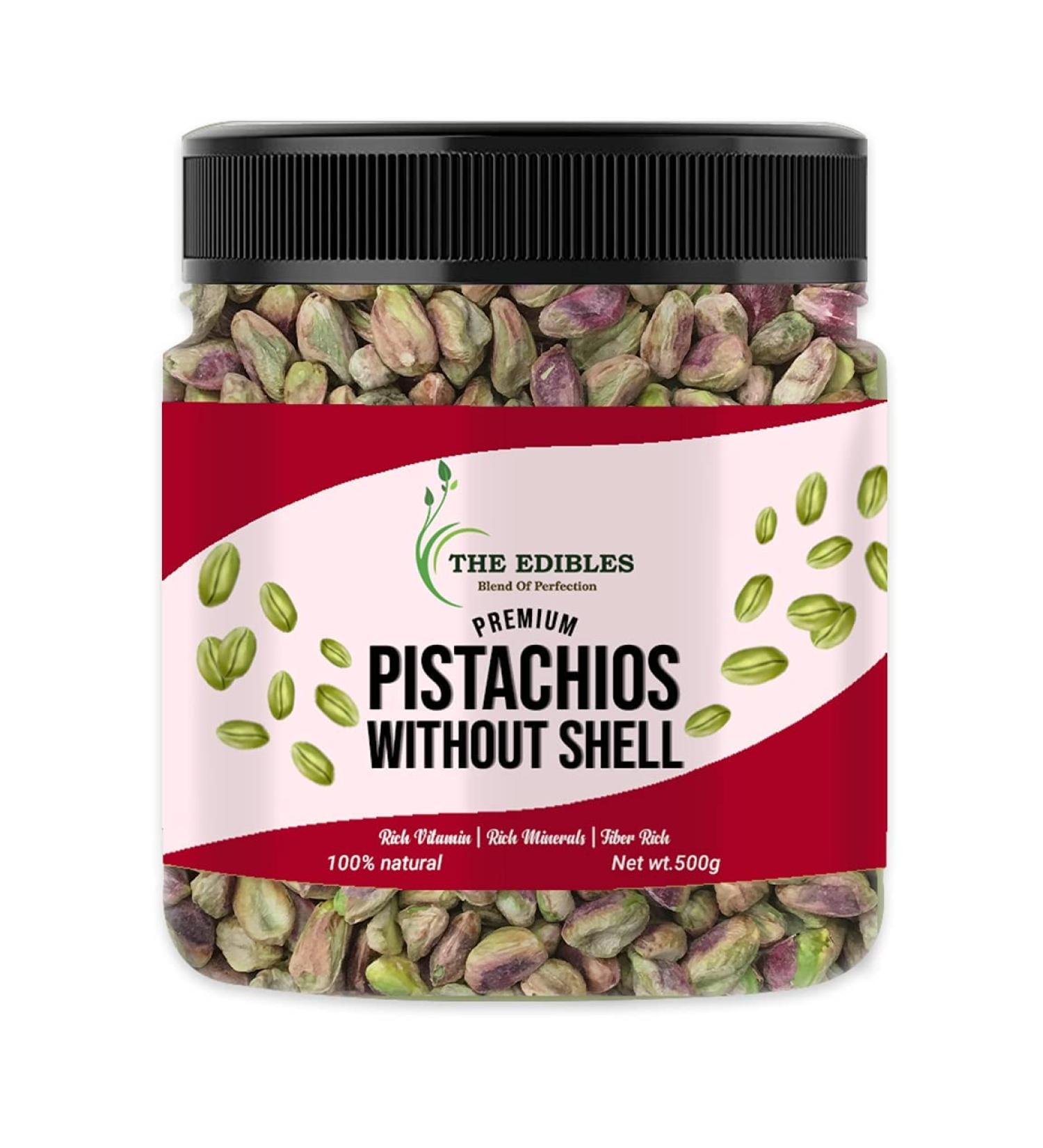 THE EDIBLES Pistachios Shell Unsalted - 500g | Pistachios Dry Fruits_Packing May Vary - Buy Online on GoSupps.com