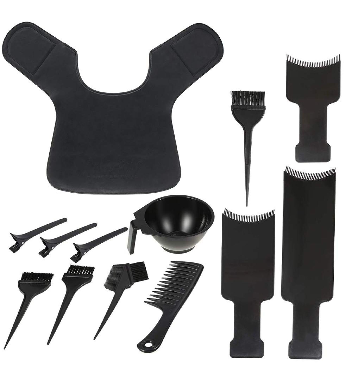 13-Part Hair Dye Brush Set - Professional Hair Coloring Tools with Cloak & Bowl for Streaks & Dyeing - Buy Online on GoSupps.com