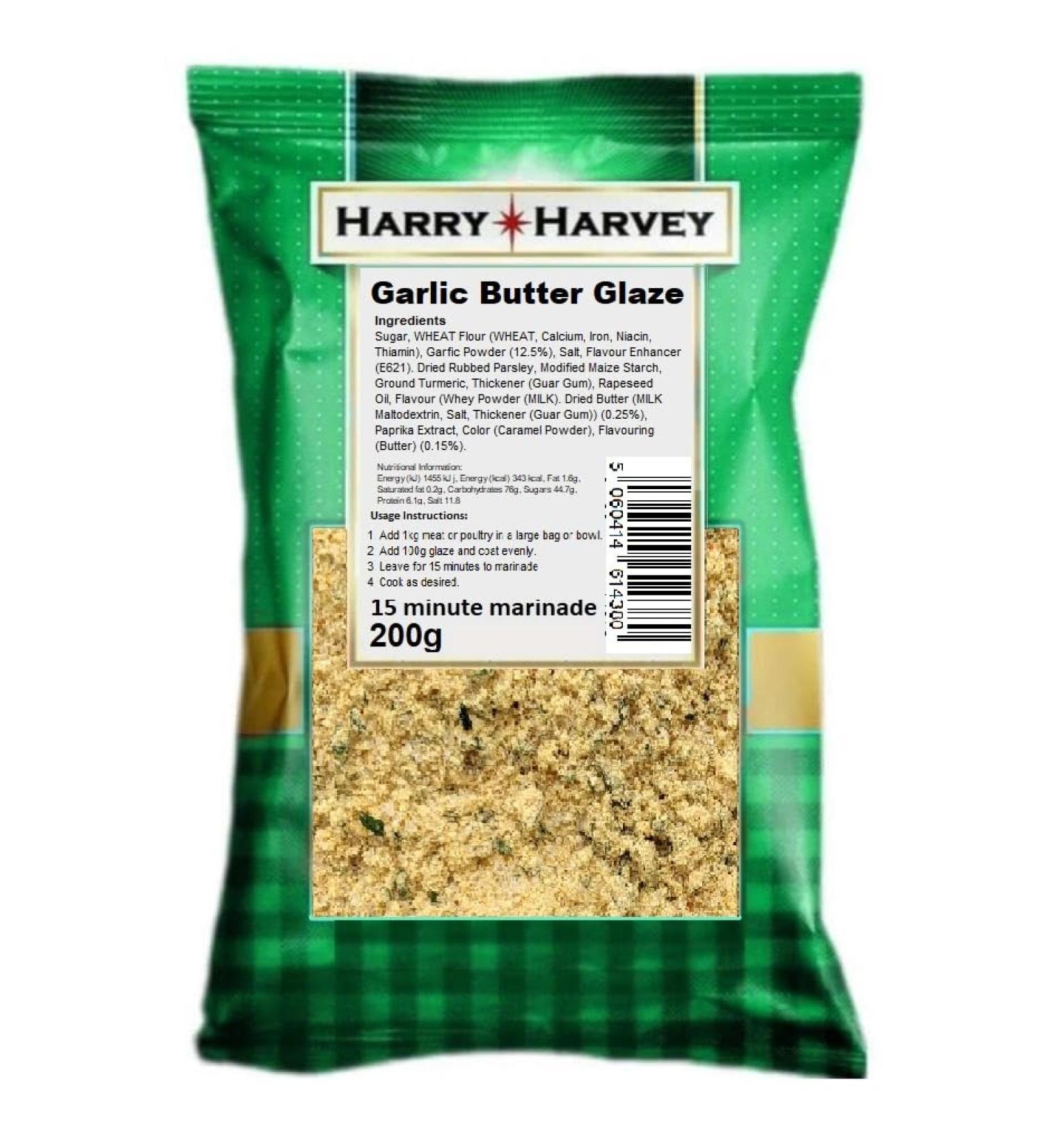 200g Harry Harvey Garlic Butter Glaze: Ideal Marinade for Chicken & Fish - BBQ, Oven, Grill - Buy Online on GoSupps.com