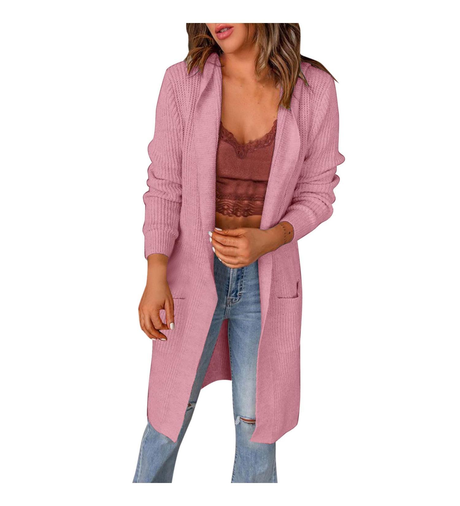 Gefomuofe Women's Long Sleeve Classic Blouses Cardigan with Buttons Long Sleeve Lightweight Cardigan Elegant Shoulder Jacket Top Casual Sweater Elegant Shoulder Jacket Top Casual Top Pink L - Buy Online on GoSupps.com
