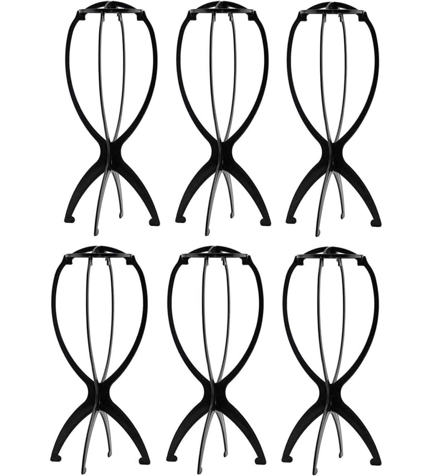 Wiysday 6PCS Collapsible Wig Stand for Short Wig 14 inch - Portable Travel Wig Holder (Black) - Buy Online on GoSupps.com