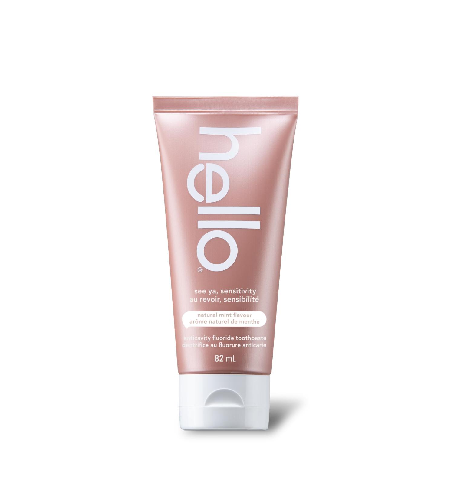 Hello See Ya Sensitivity Toothpaste Fluoride Toothpaste for Sensitive Teeth Soothing Mint Flavor with Coconut Oil Vegan Gluten Free BPA Free No Peroxide 82mL Sensitivity 82 ml (Pack of 1)