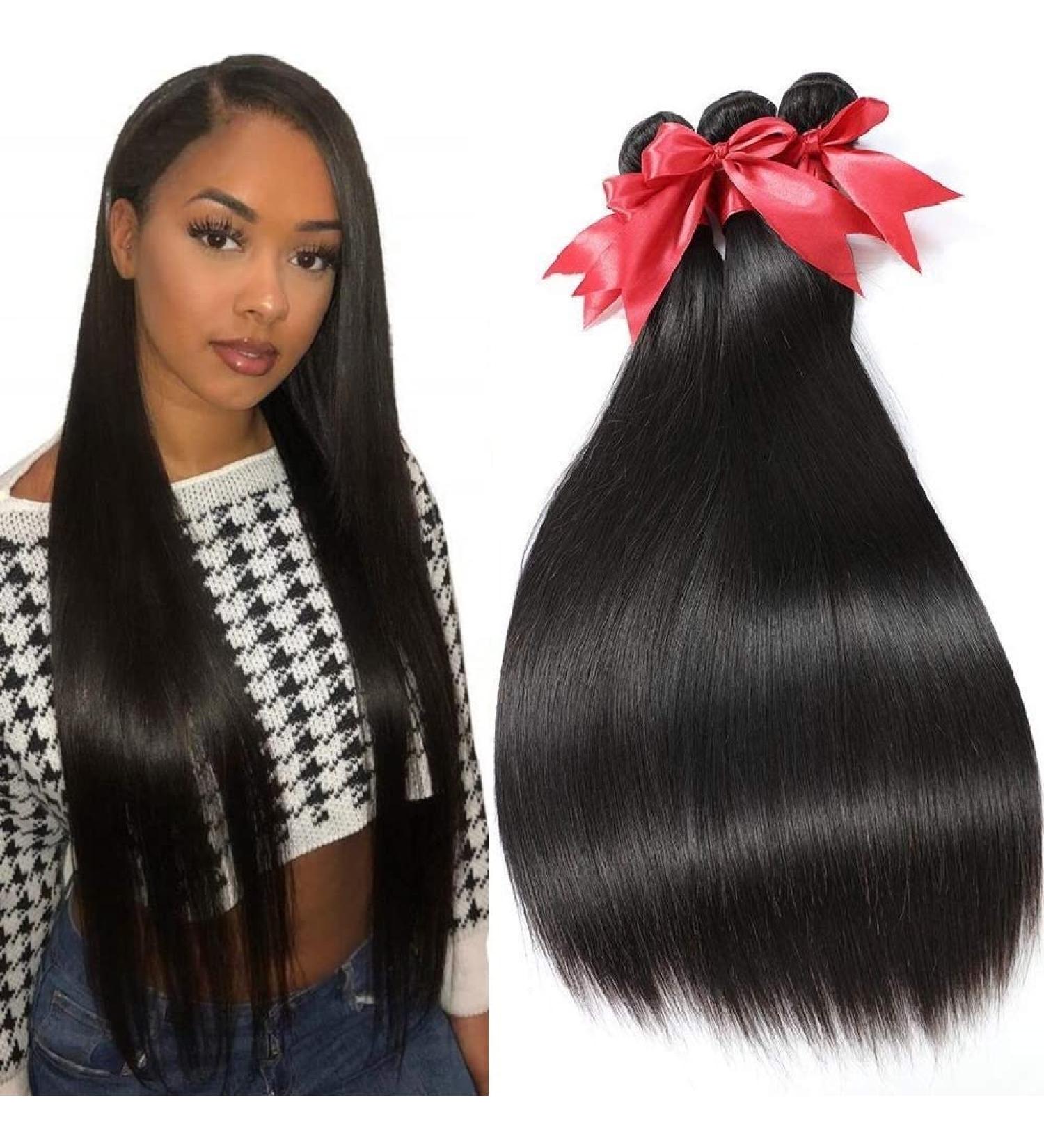 Brazilian Straight Human Hair Bundles - 20 22 24 inch - 100% Unprocessed Virgin Weave - Natural Black Raw Remy Hair - 3 Bundles - Buy Online on GoSupps.com