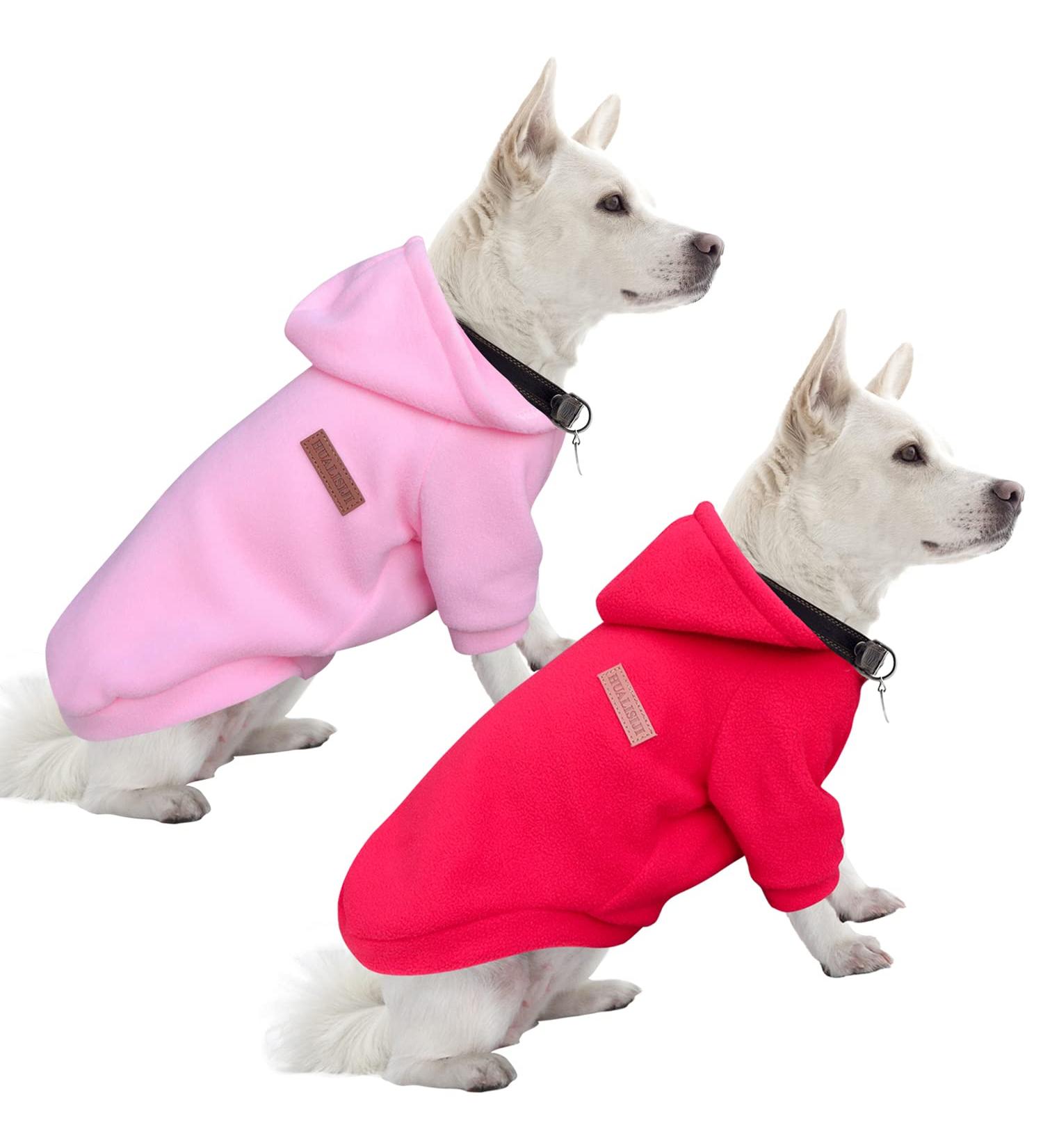 Shop Hualisiji Christmas Dog Sweater - Chihuahua Hoodie Warm & Lightweight Soft Texture Easy to Wear (M Pink + Red 2PCs) - Buy Online on GoSupps.com
