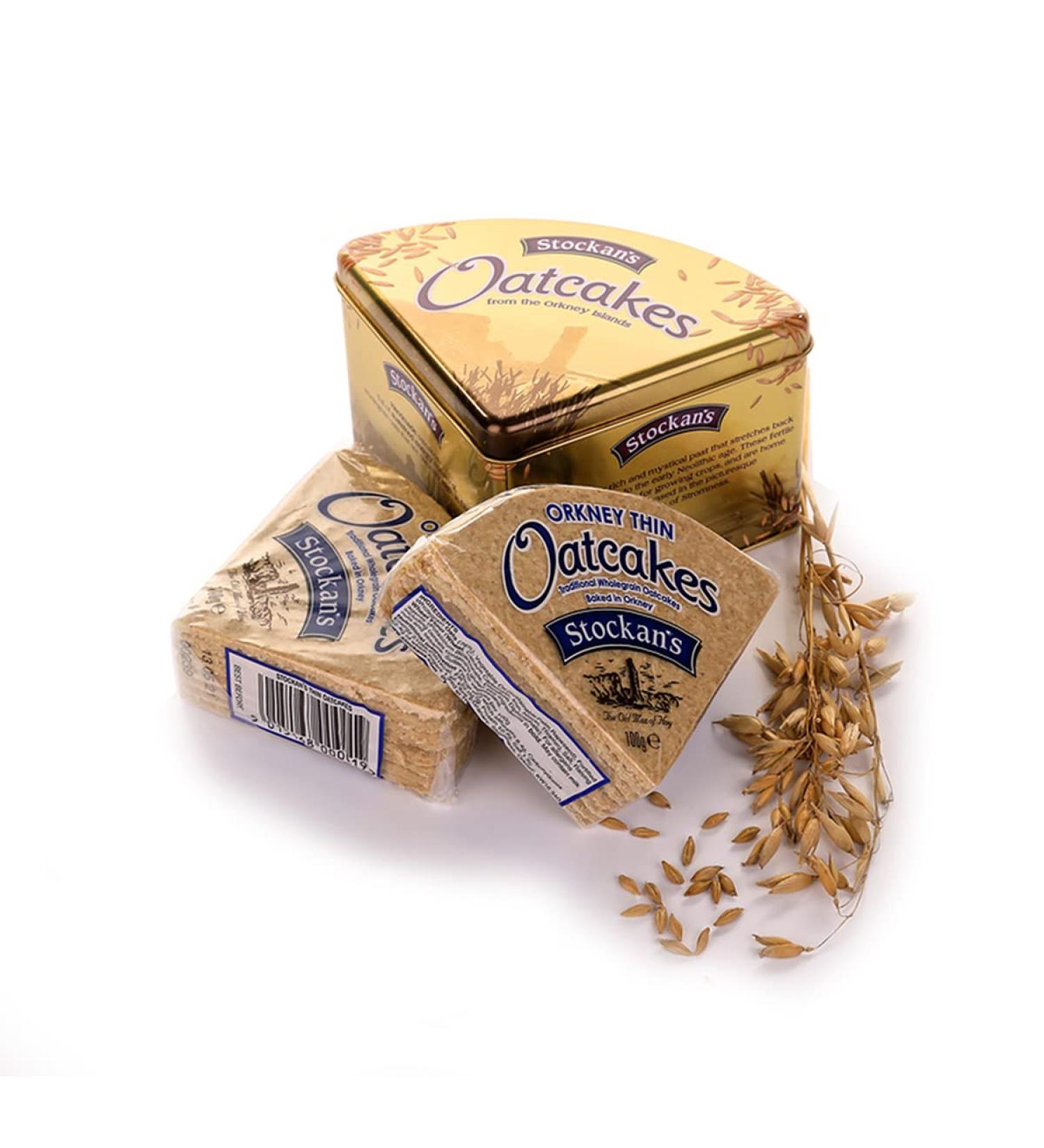 Stockans Oatcakes Gifting Tin - 2 x 3.5 oz Thin Oatcake Packs - 7 oz Tin - Buy Online on GoSupps.com