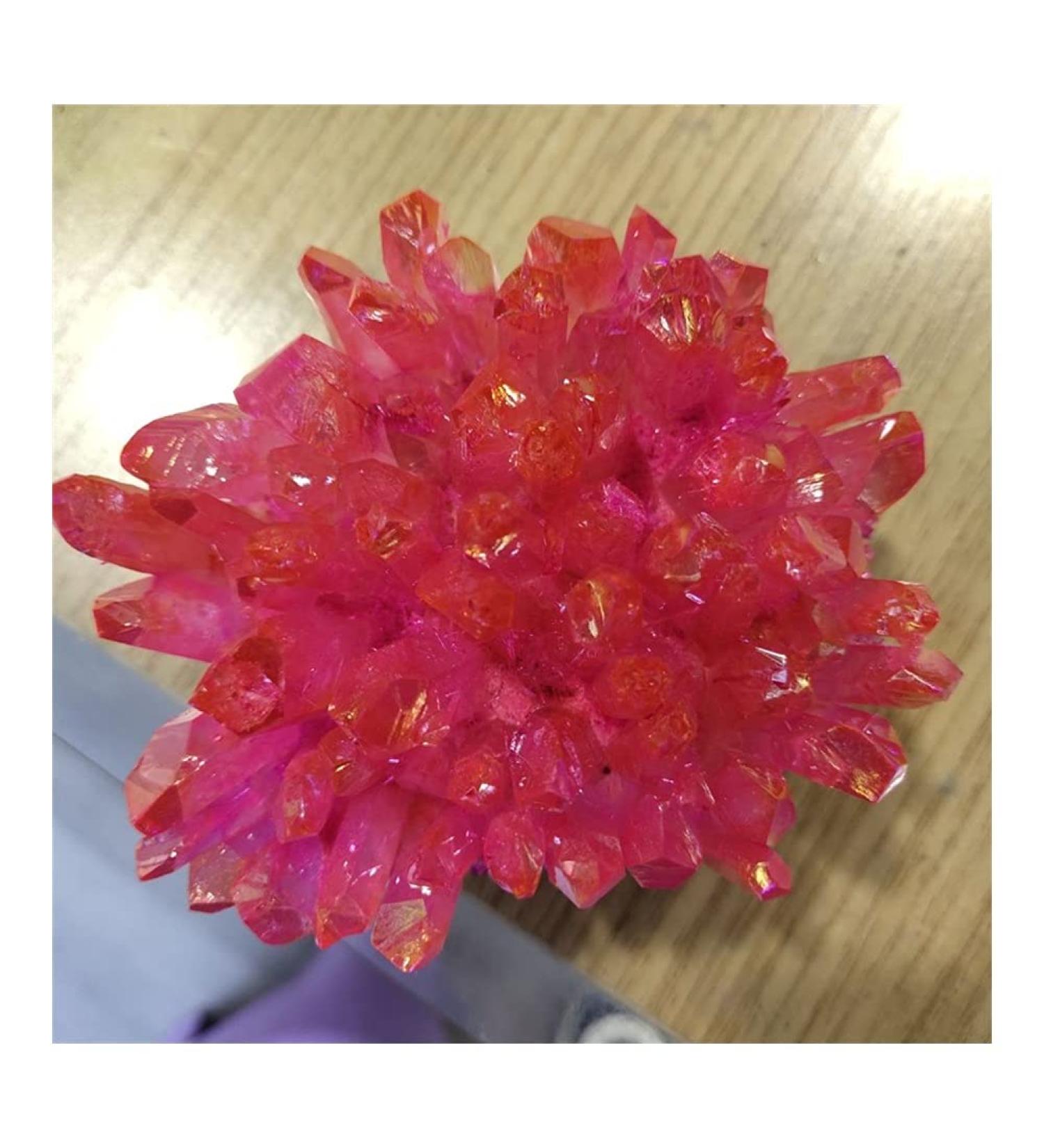 Natural Crystal Rough Crystal 300-400g Red Electroplated Natural Crystal Cluster Raw Rock Quartz Flowers Aura Stones Gift Modern House Decor - Buy Online on GoSupps.com