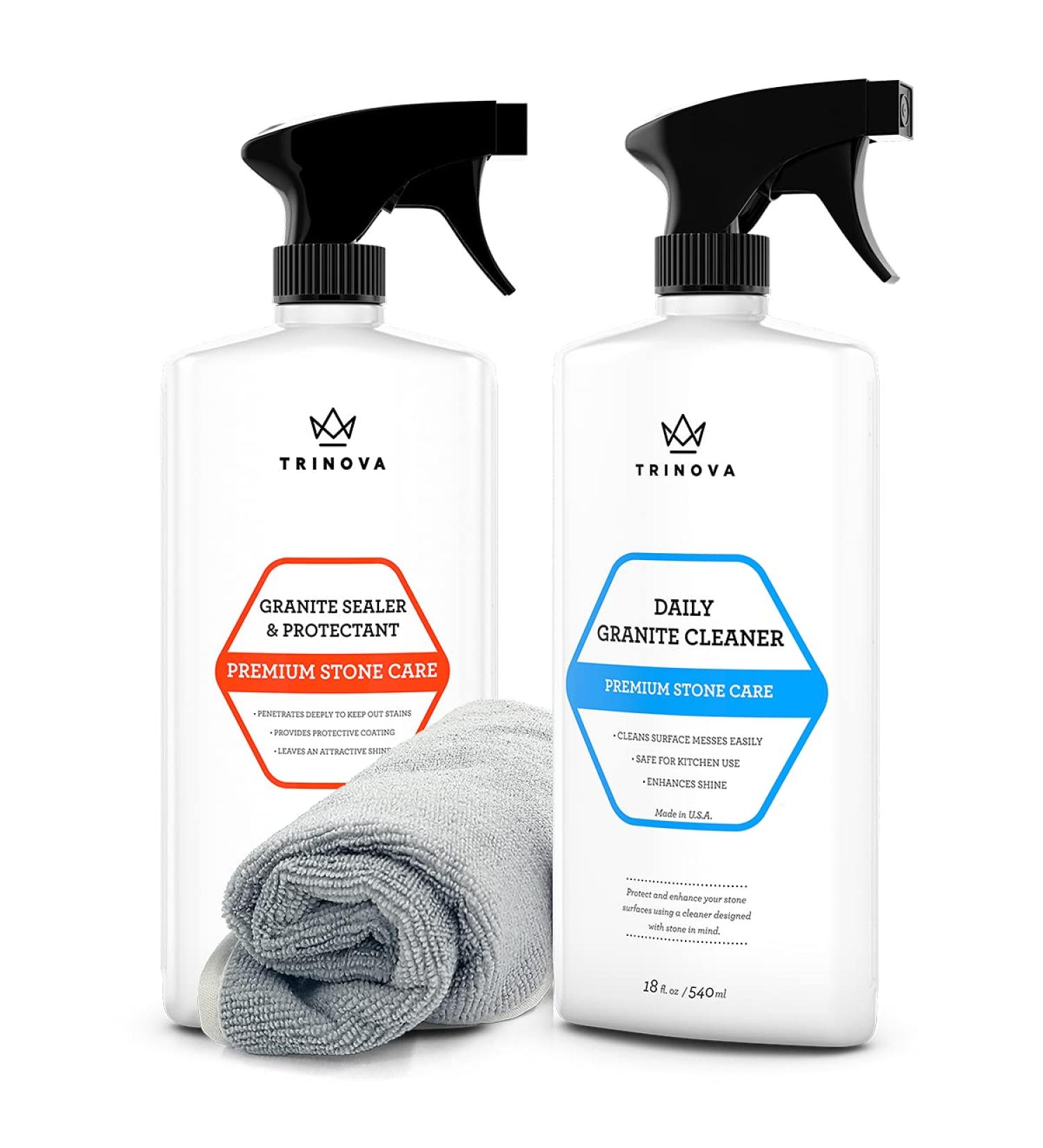 TriNova Granite Care Bundle: pH Neutral Cleaner & Sealer for Daily Maintenance and Stain Protection - Buy Online on GoSupps.com