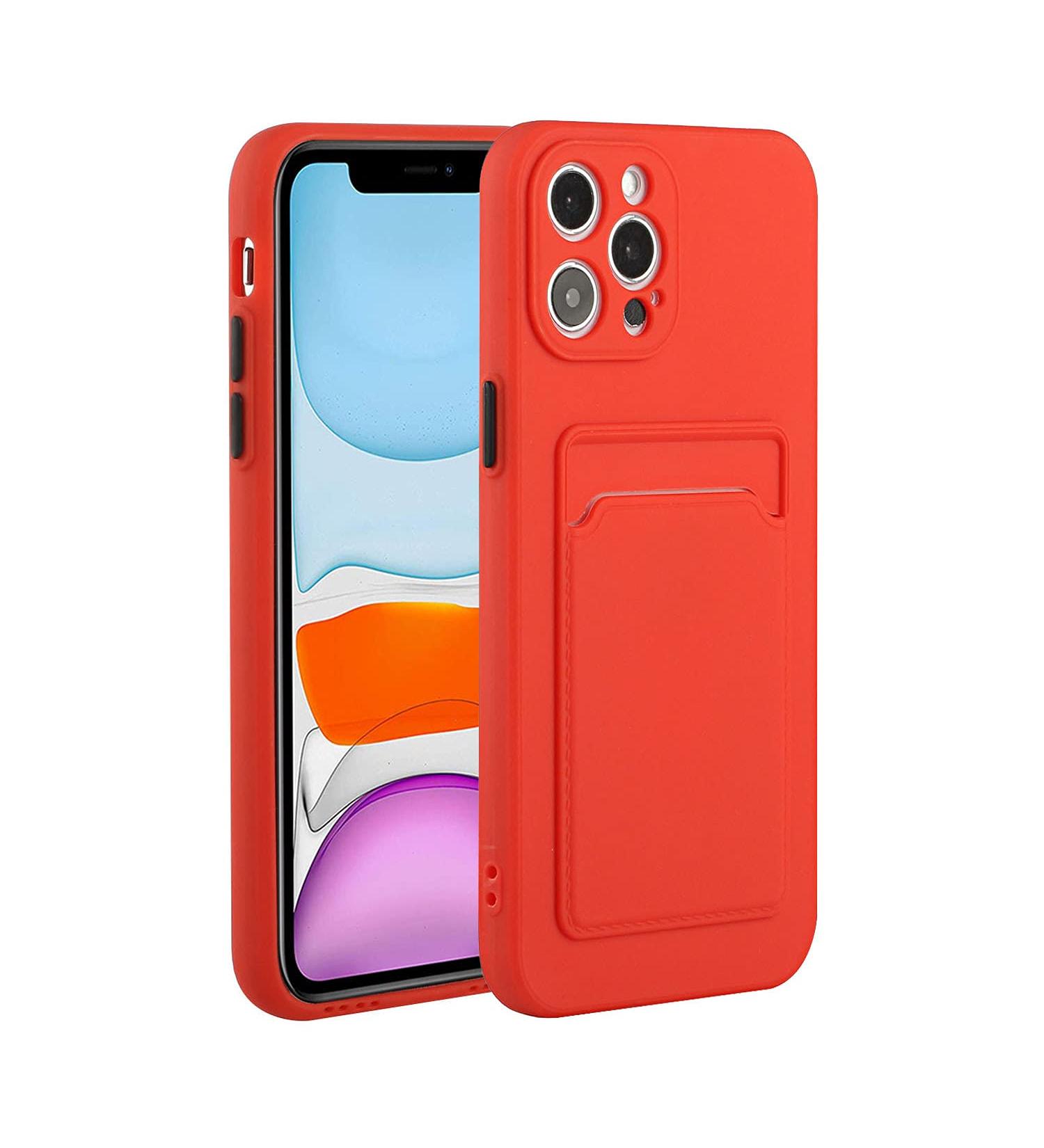 Tivenfezk Nadoli Silicone Case for iPhone 15 Pro Max - Ultra Thin Shockproof Scratch-Resistant TPU Wallet Cover with Credit Card Holder - Red - Buy Online on GoSupps.com