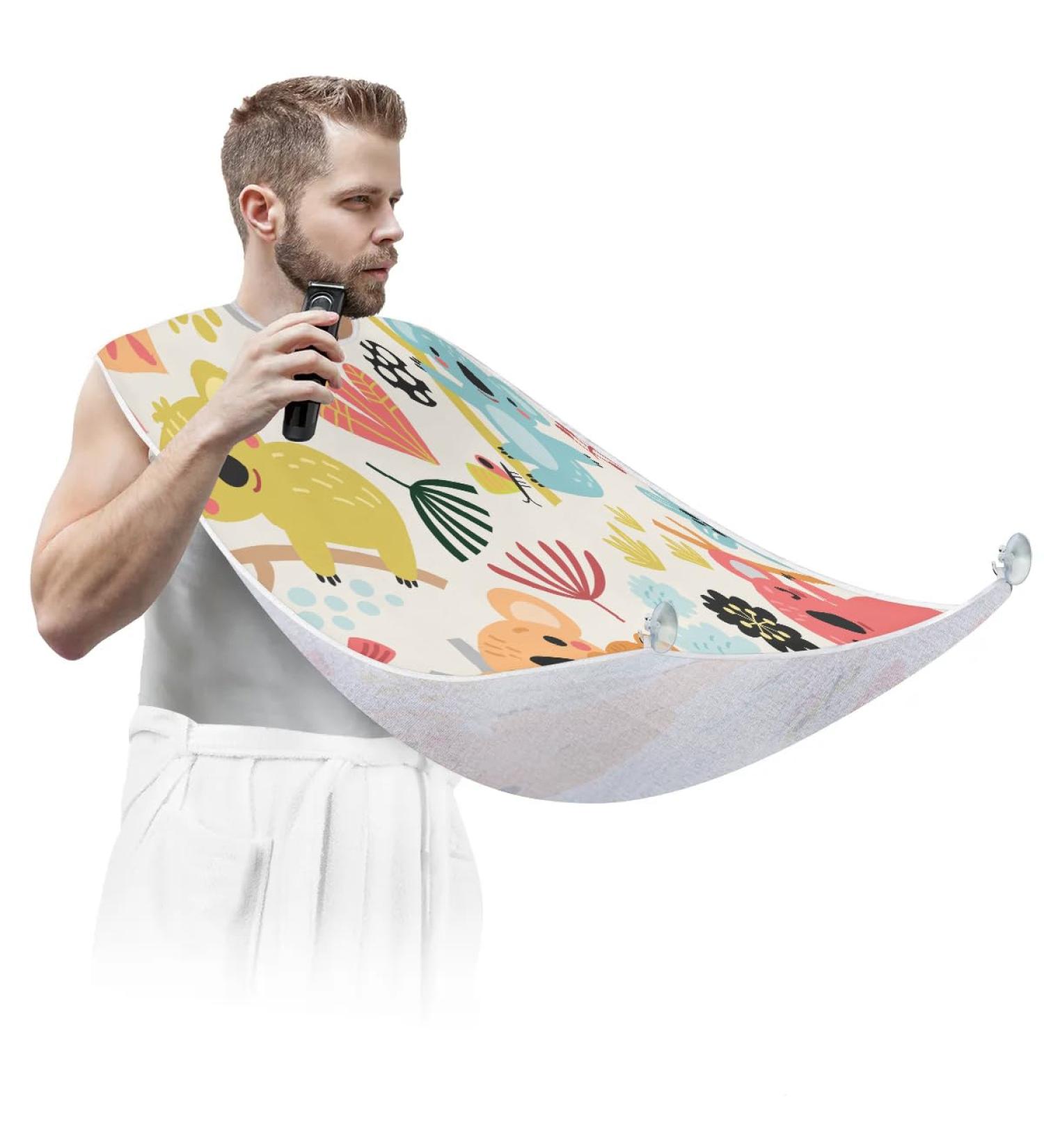 Buy Beard Bib Apron - Non-Stick Waterproof Hair Catcher for Men | Colorful Koala Grooming Cape for Shaving & Trimming - Buy Online on GoSupps.com