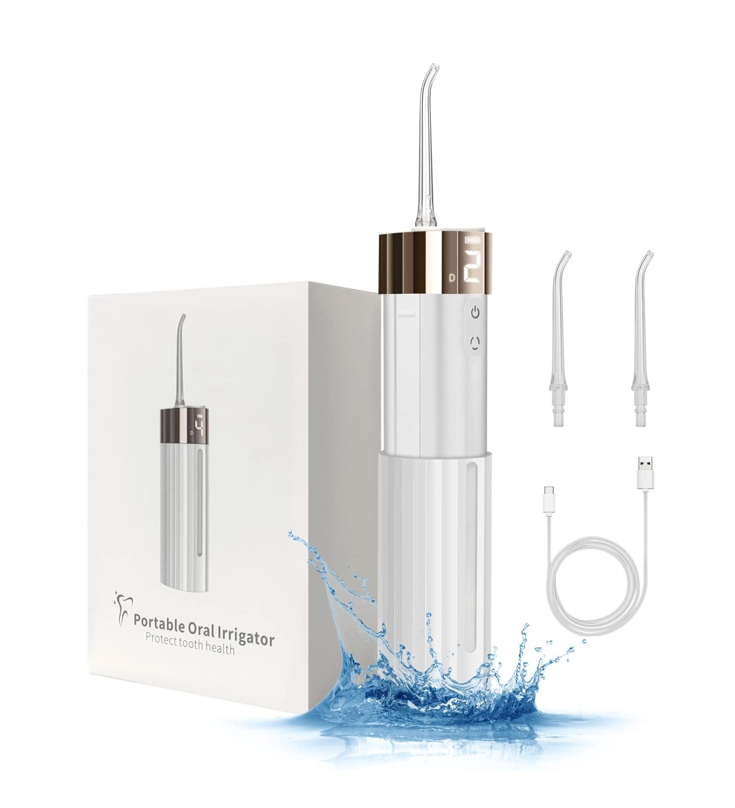 Portable Water Flosser - Cordless IPX7 Waterproof 4 Modes for Teeth & Braces Care - Home & Travel Use - 130ml White - Buy Online on GoSupps.com