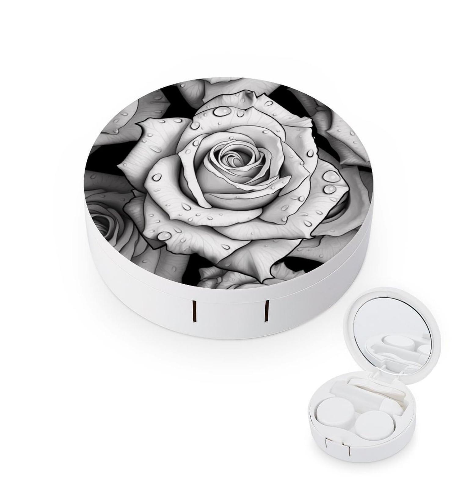 Buy Black White Rose Print Contact Lens Case | Travel & Care Box for Lenses | International Shipping - Buy Online on GoSupps.com