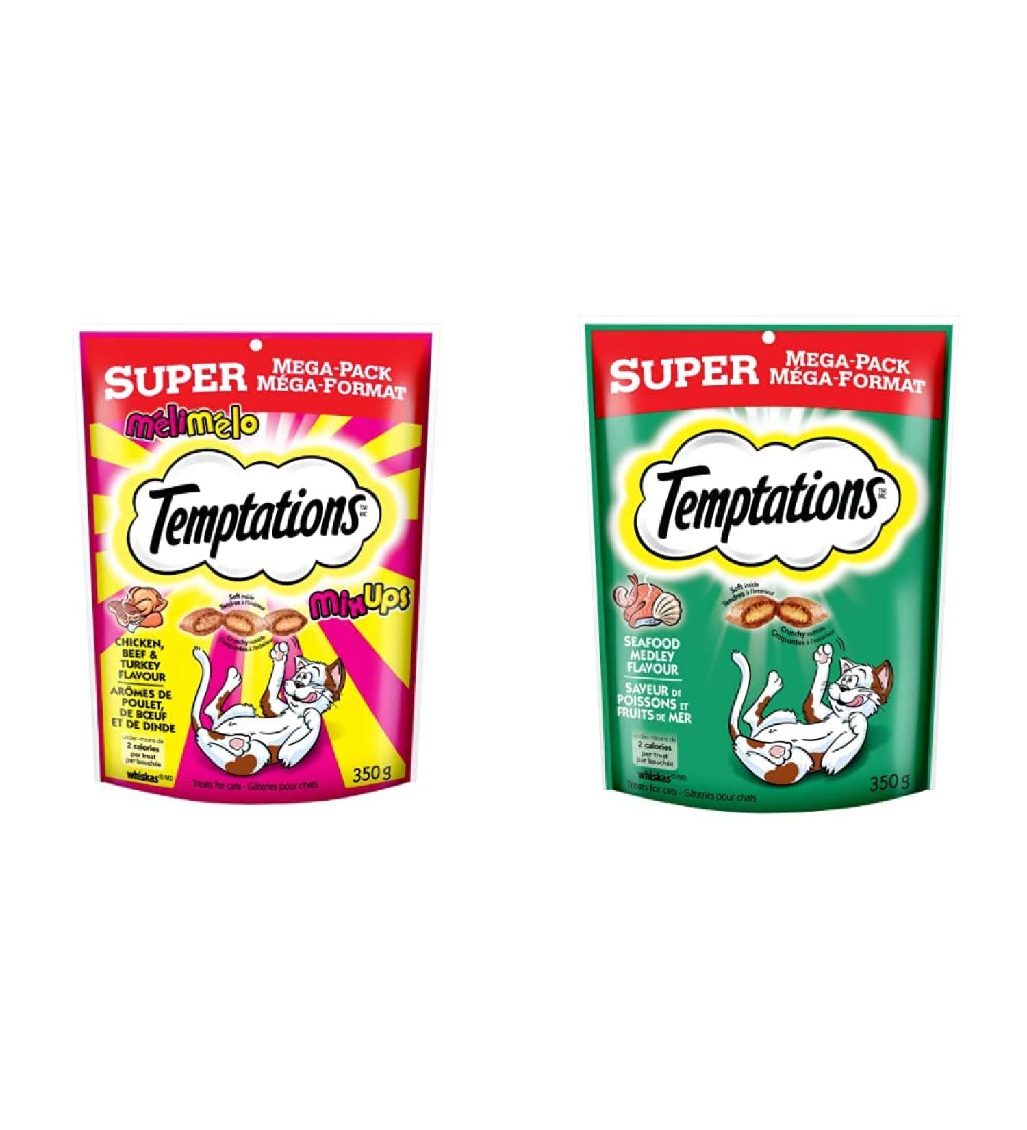 TEMPTATIONS Mix-Ups Cat Treats Beef Chicken Turkey + TEMPTATIONS Adult Cat Treats Seafood Medley Flavour (700g Bundle) Cat Treats + Cat Treats Seafood - Buy Online on GoSupps.com