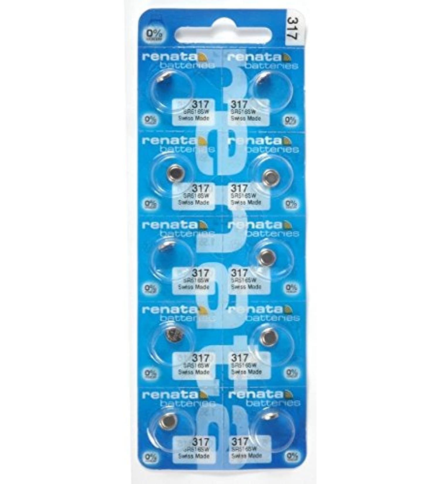 Renata 317 SR516SW Batteries - 1.55V Silver Oxide Watch Battery Pack (10 Count) for International Shipping - Buy Online on GoSupps.com