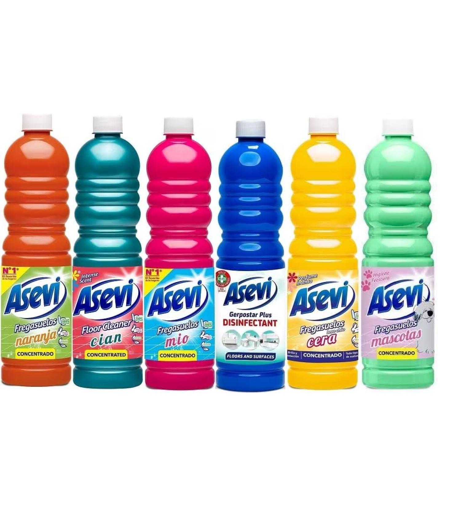 Sparkling Clean Floors - Asevi Floor Cleaner Bundle - 6 Bottles x 1L Concentrated Spanish Cleaning Products