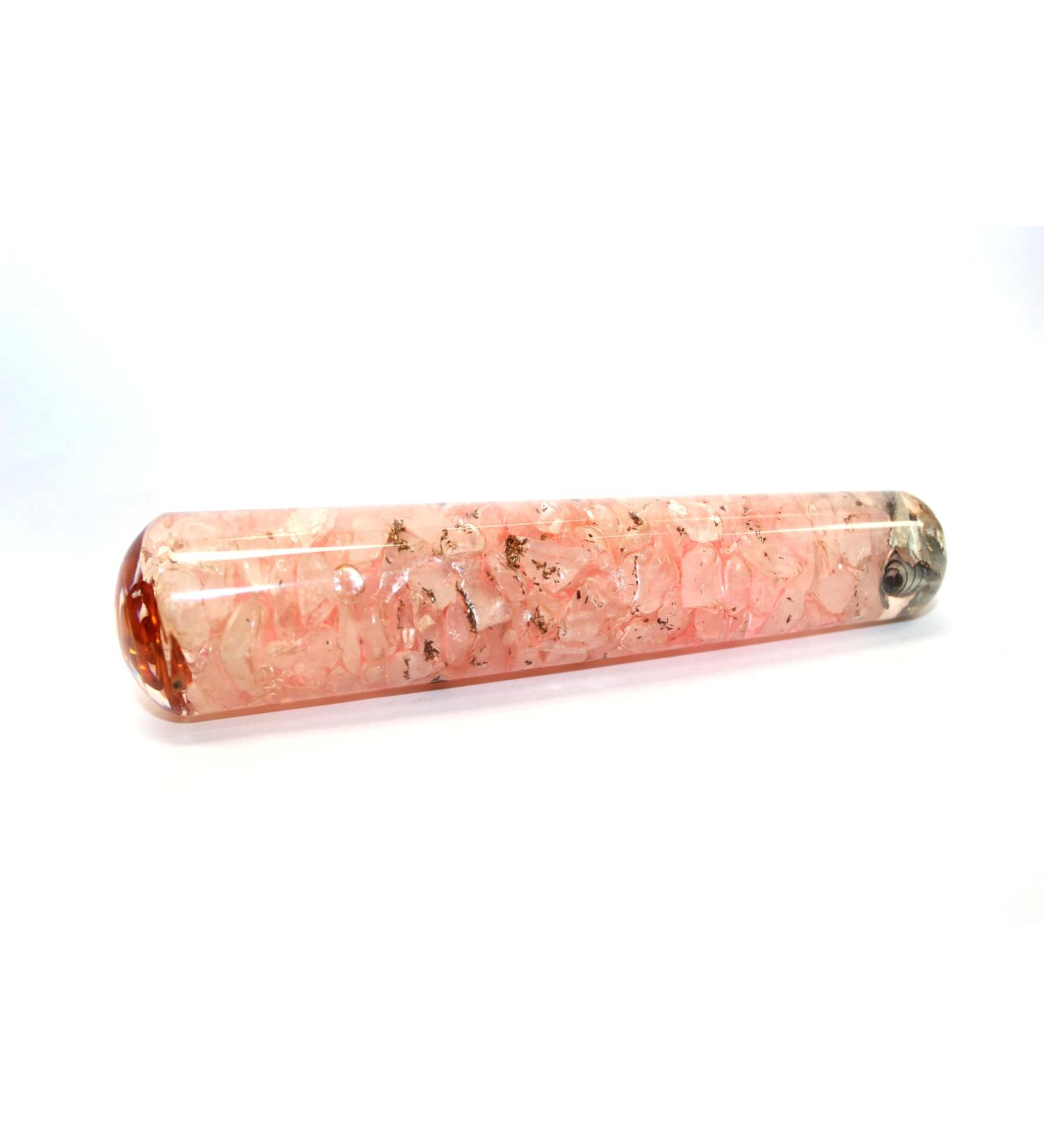 Jet Rose Quartz Orgone Wand - Rounded End Massage & Healing Crystal Stick with Copper Chokurei | Reiki Healing Tool - Buy Online on GoSupps.com