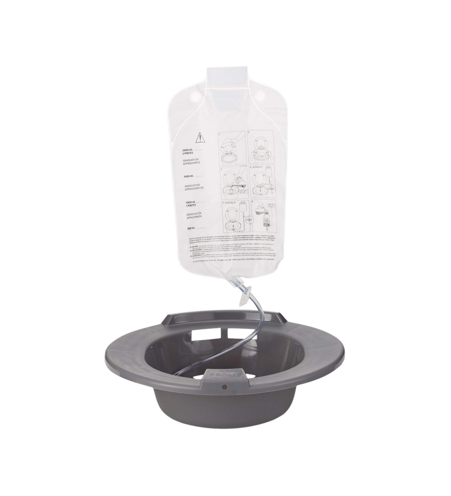 McKesson Sitz Bath with 2000 mL Bag - Plastic, Graphite - 500 mL Increments - 1 Count - Buy Online on GoSupps.com