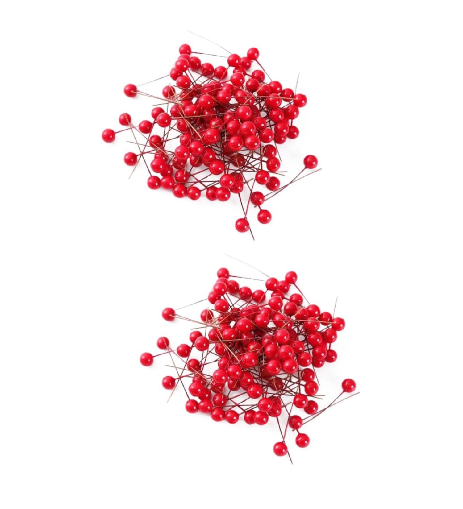 HOMSFOU 600 Pcs Artificial Berries Holly Berries Branch Artificial Red Berry Stem Artificial Holly Berries Round Ball Christmas Decor Christmas Tree Decorations Wreath Foam Cherry - Buy Online on GoSupps.com