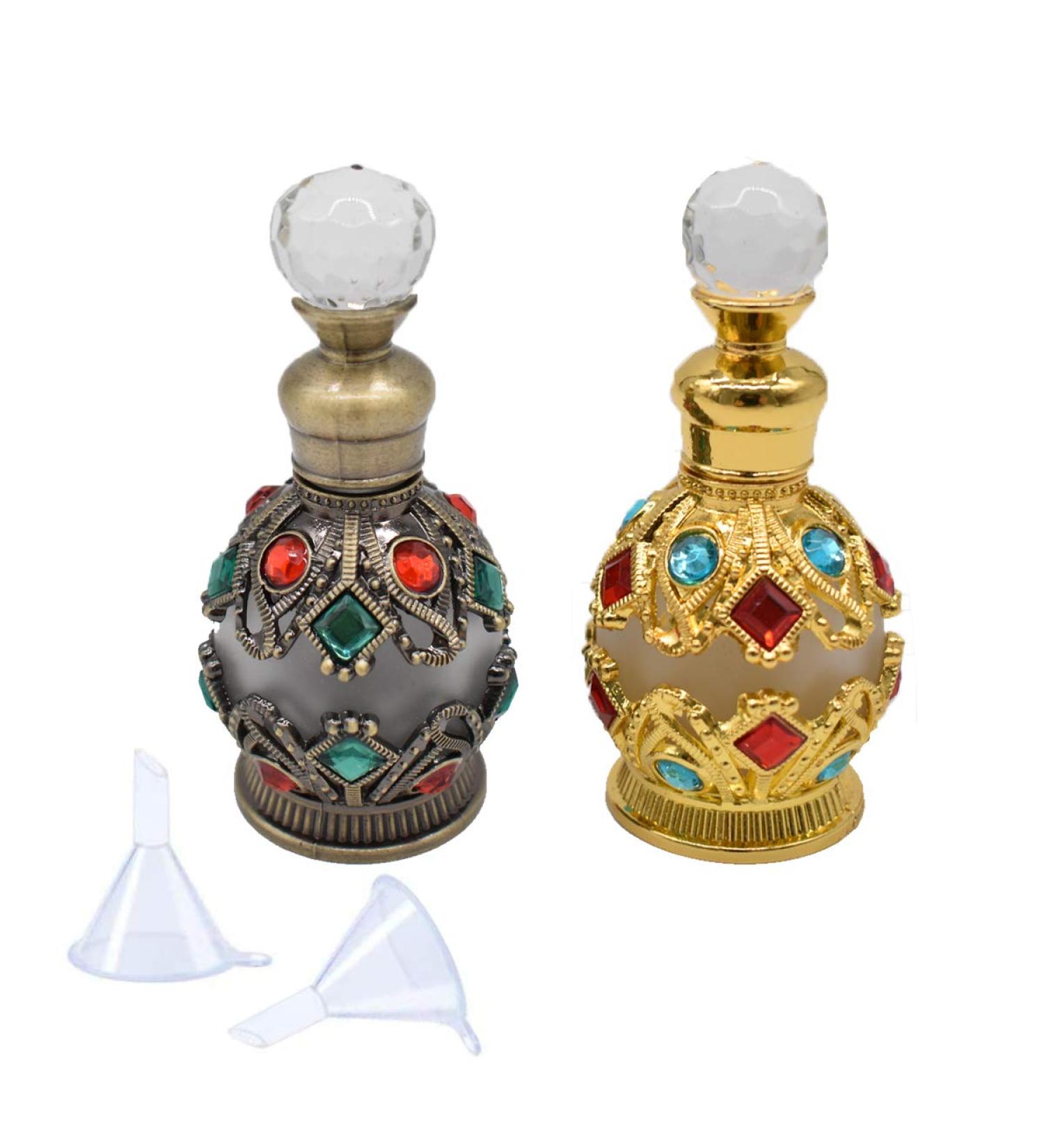 Liwein Vintage Perfumed Bottles - Refillable 15ml Glass Perfume Bottles (2 Pack) - Crystal Small Empty Fragrance Bottles for Travel & Personal Use - Buy Online on GoSupps.com
